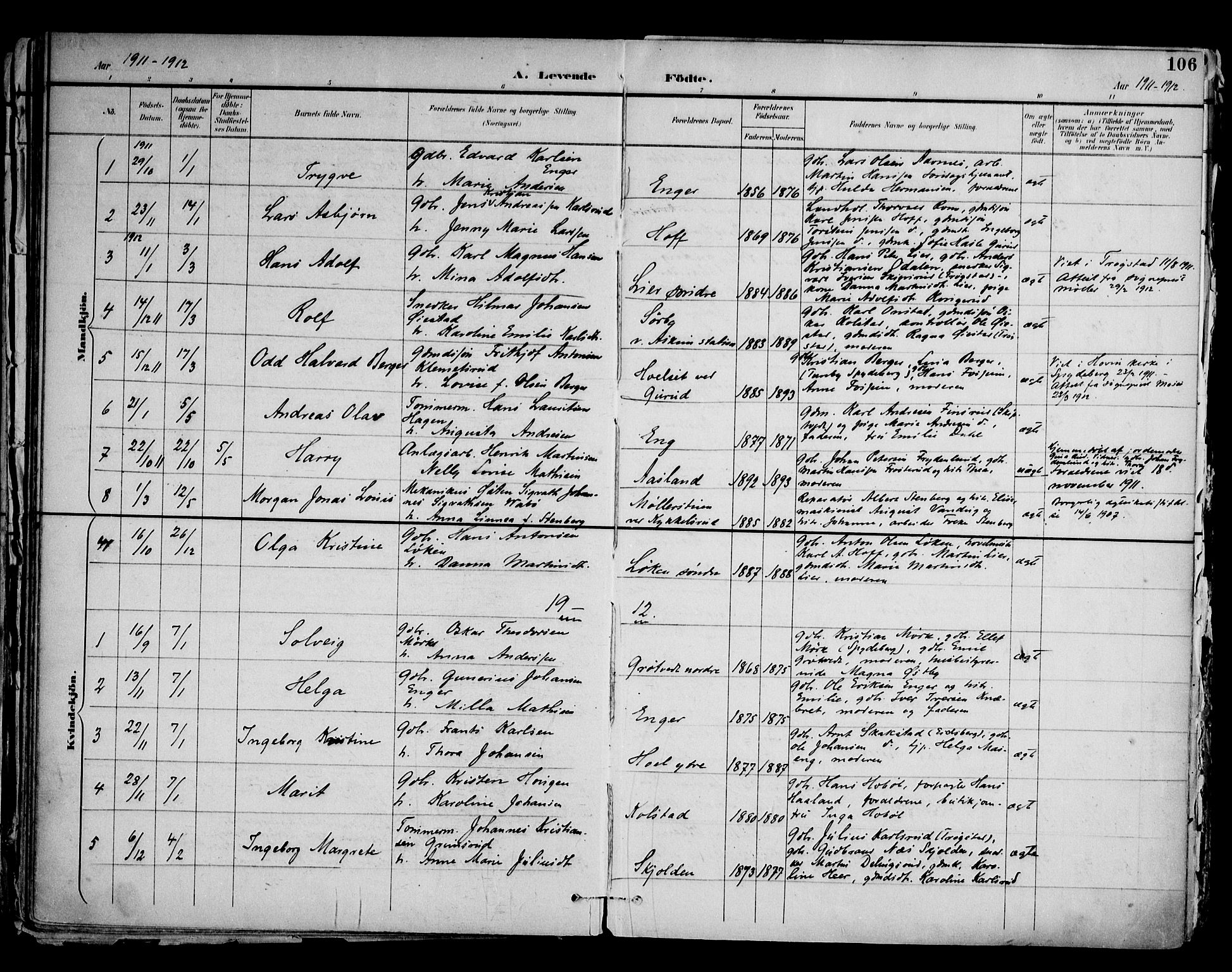 Askim prestekontor Kirkebøker, AV/SAO-A-10900/F/Fa/L0008: Parish register (official) no. 8, 1898-1912, p. 106