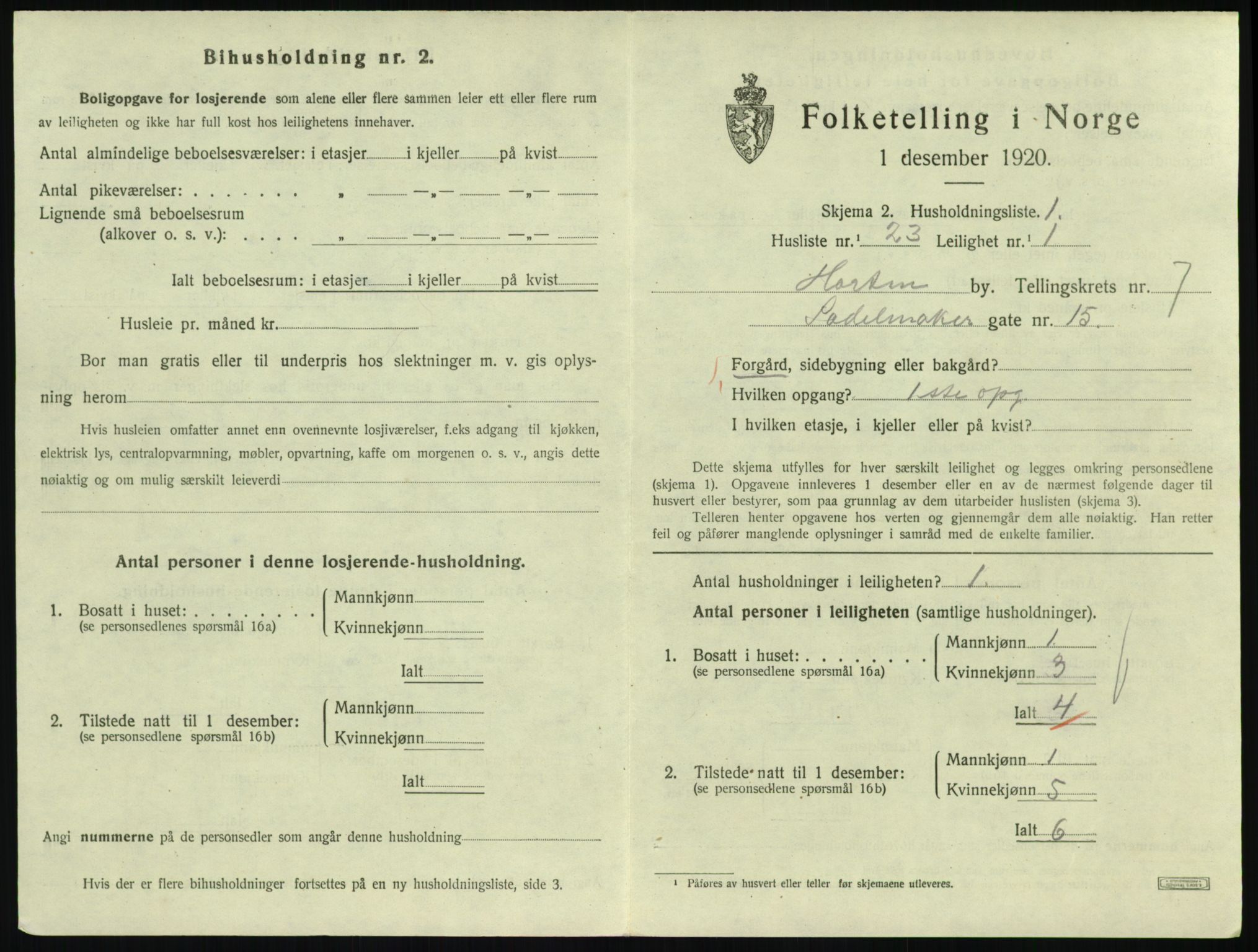 SAKO, 1920 census for Horten, 1920, p. 7269