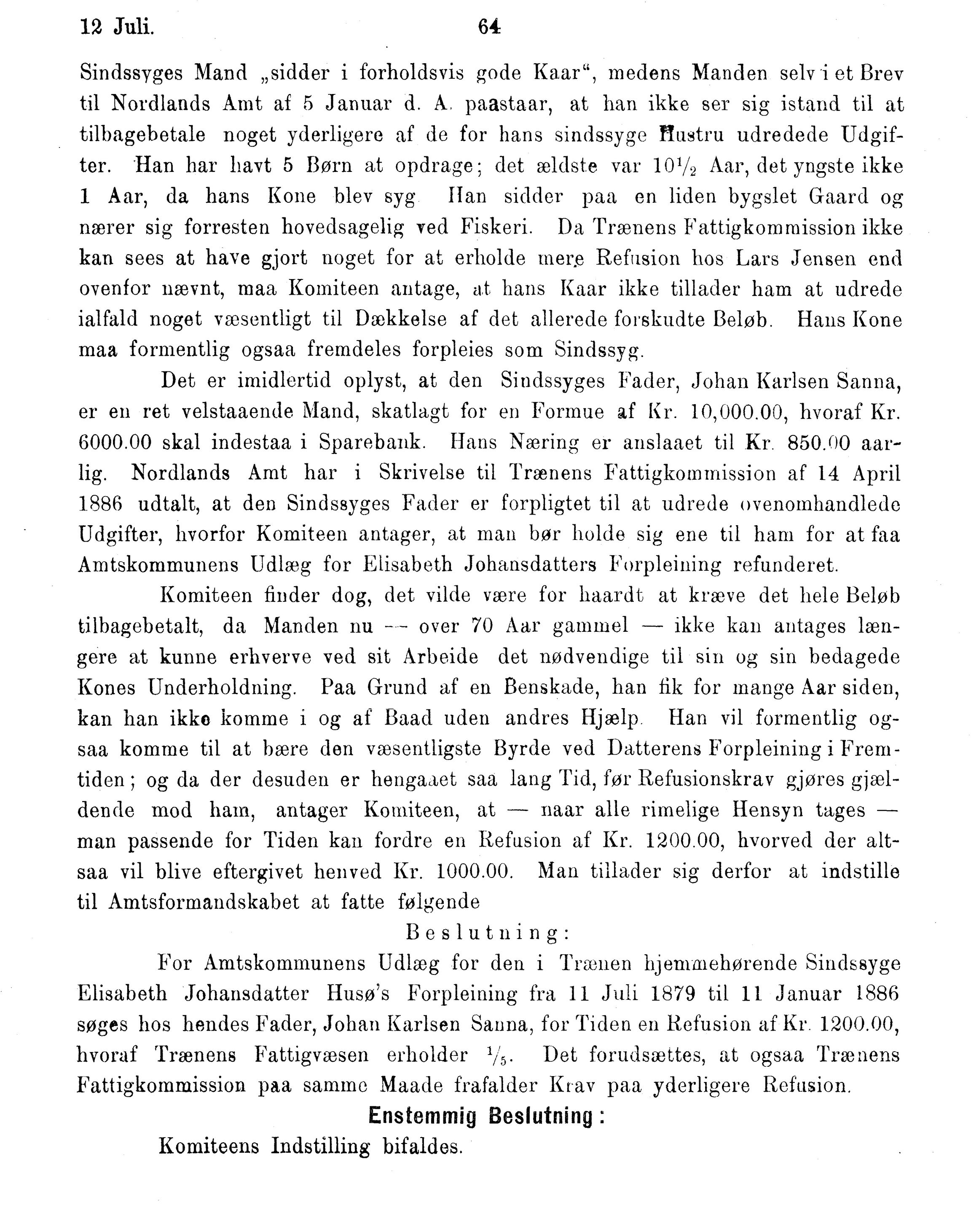 Nordland Fylkeskommune. Fylkestinget, AIN/NFK-17/176/A/Ac/L0015: Fylkestingsforhandlinger 1886-1890, 1886-1890