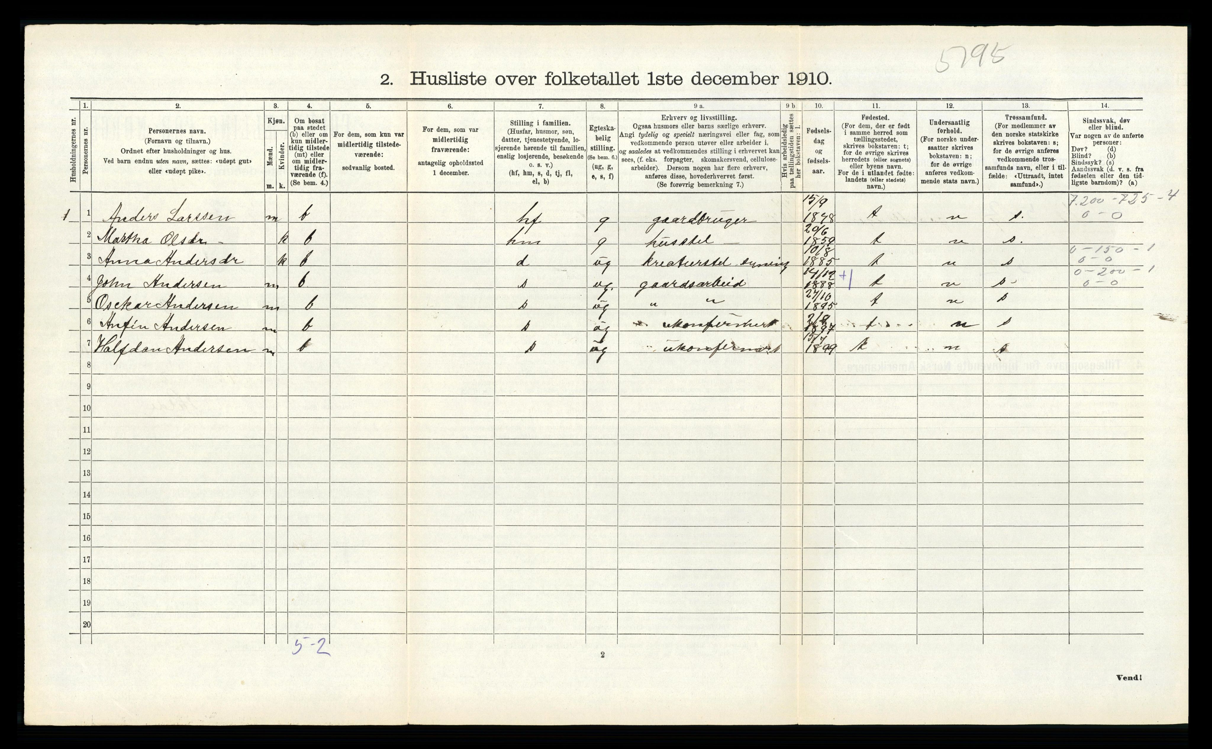 RA, 1910 census for Innvik, 1910, p. 727