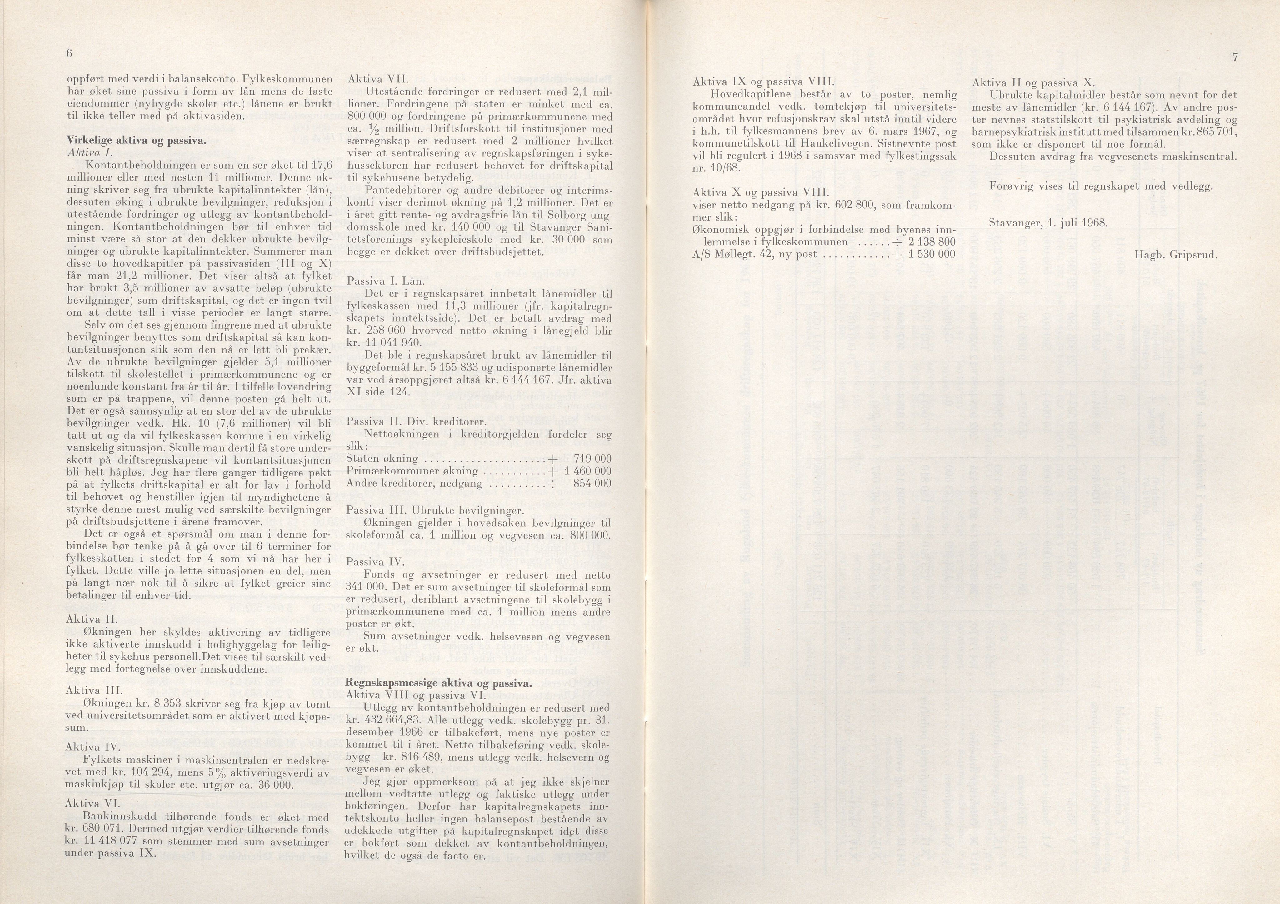 Rogaland fylkeskommune - Fylkesrådmannen , IKAR/A-900/A/Aa/Aaa/L0088: Møtebok , 1968, p. 6-7