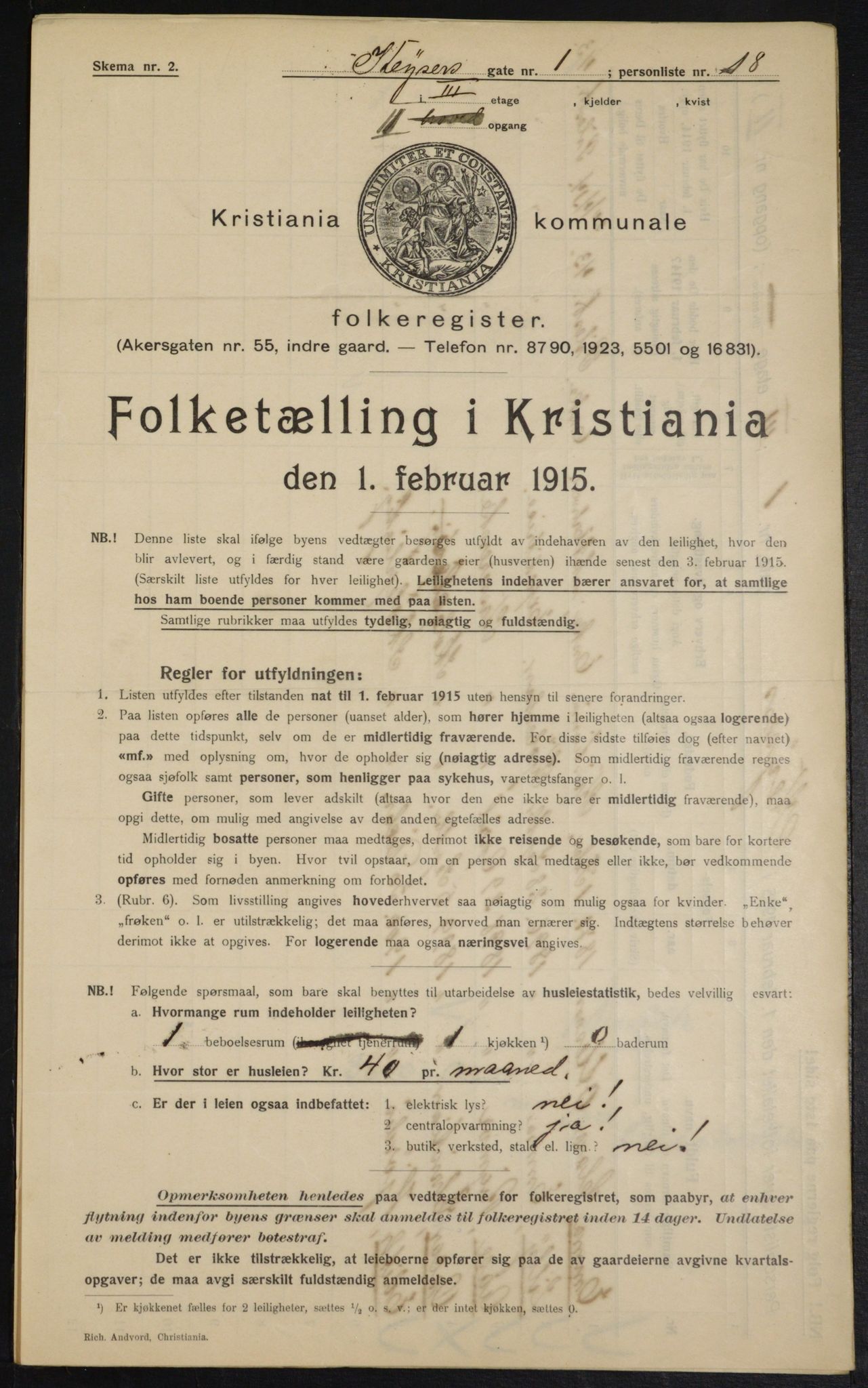 OBA, Municipal Census 1915 for Kristiania, 1915, p. 48713