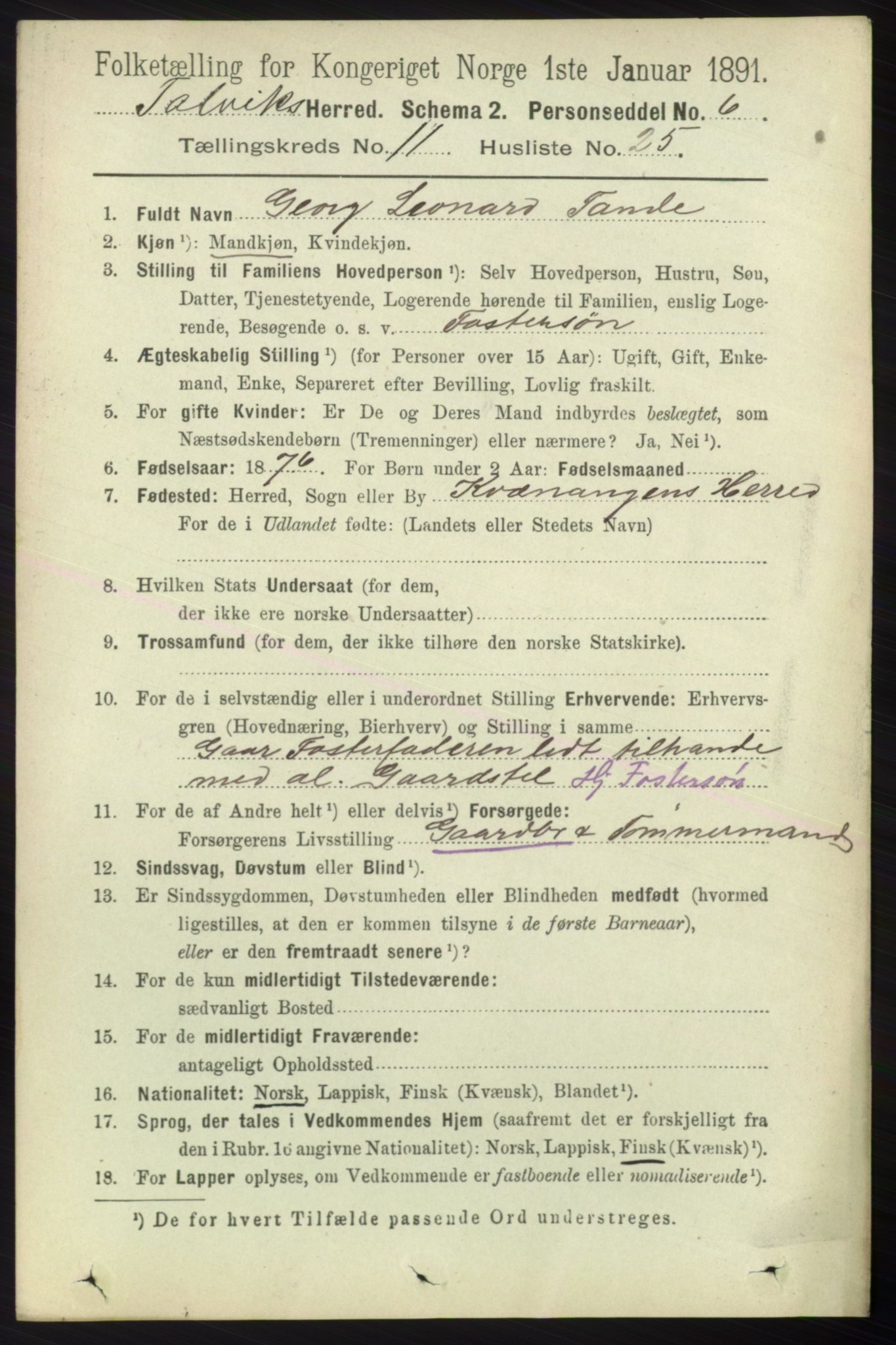 RA, 1891 census for 2013 Talvik, 1891, p. 2884