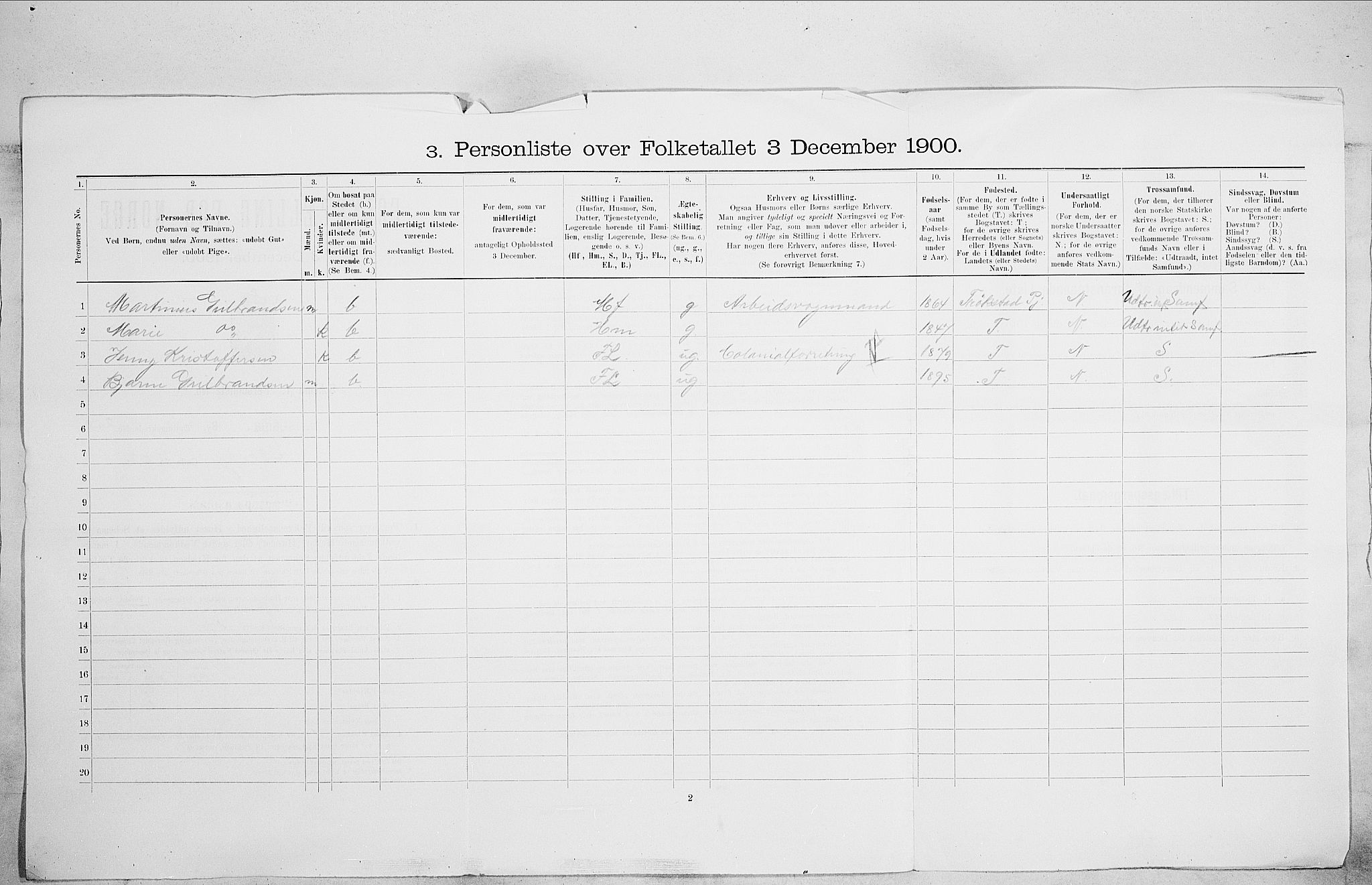 SAO, 1900 census for Kristiania, 1900, p. 65599