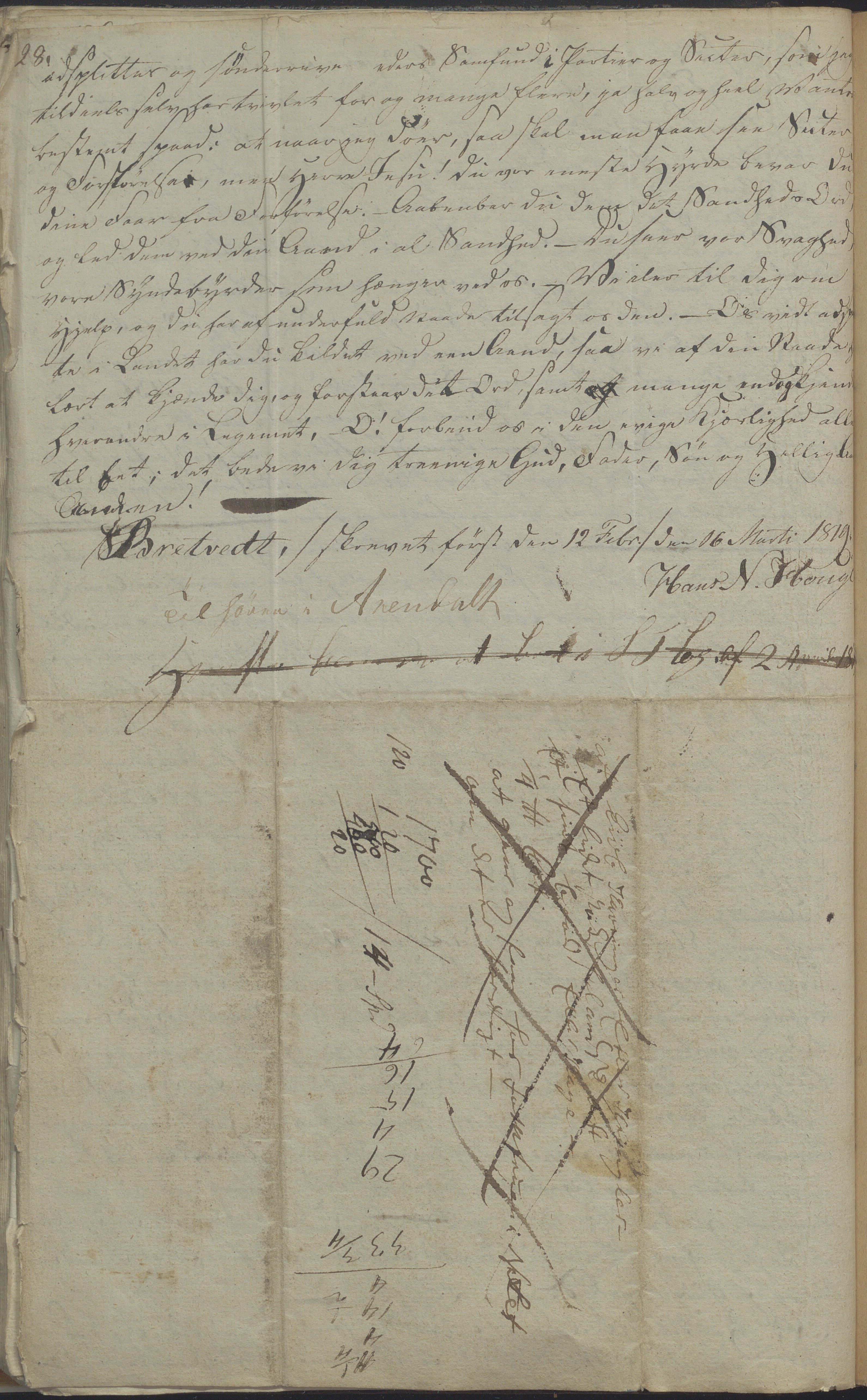 Heggtveitsamlingen, TMF/A-1007/H/L0052/0001: Innbundne brev Ms. S, med innlagt registratur / Innbundne brev Ms S. , 1801-1823, p. 128