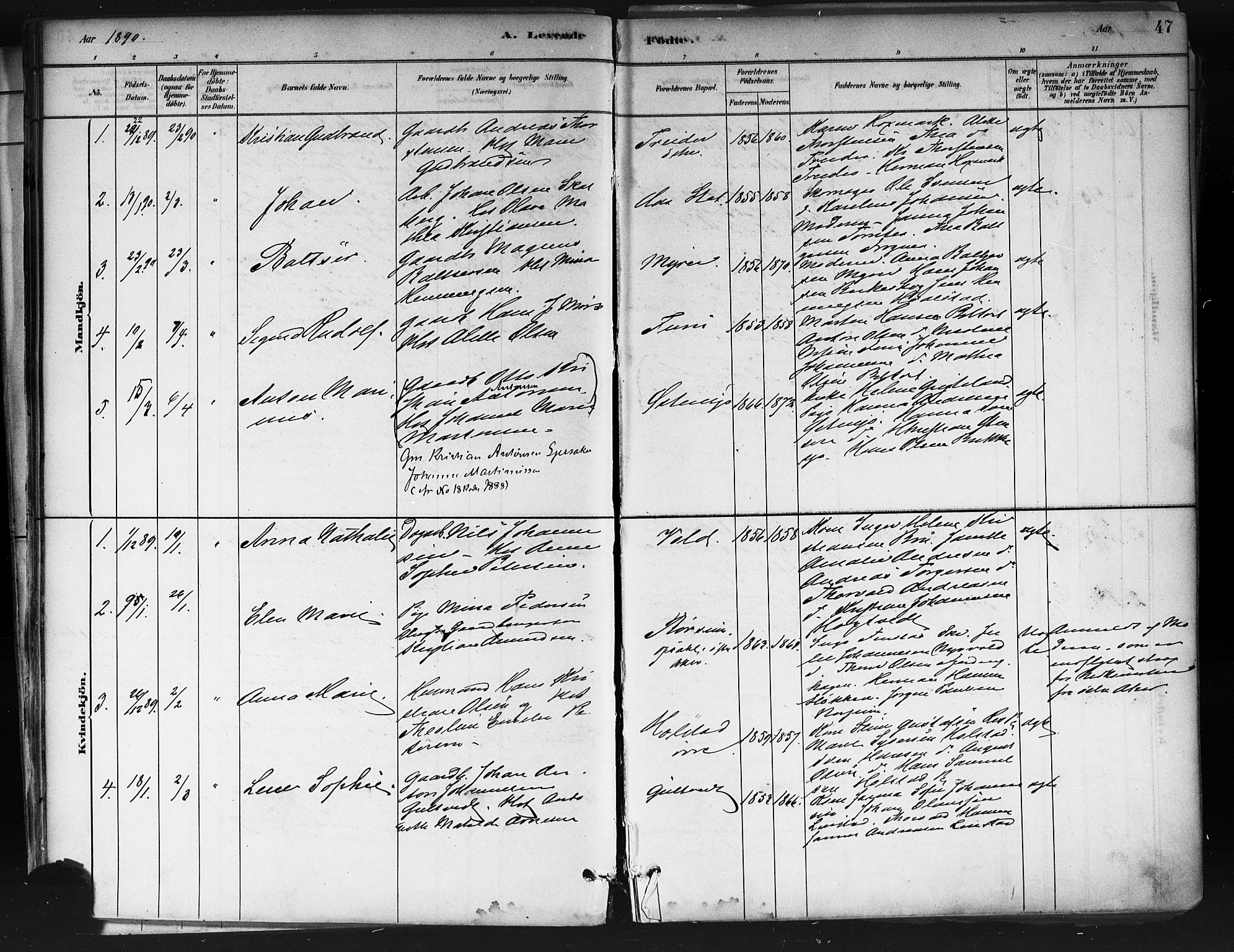 Ås prestekontor Kirkebøker, SAO/A-10894/F/Fa/L0009: Parish register (official) no. I 9, 1881-1900, p. 47