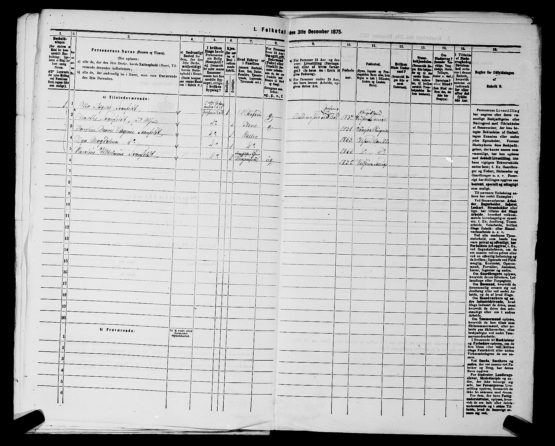 RA, 1875 census for 0218aP Vestre Aker, 1875, p. 1151