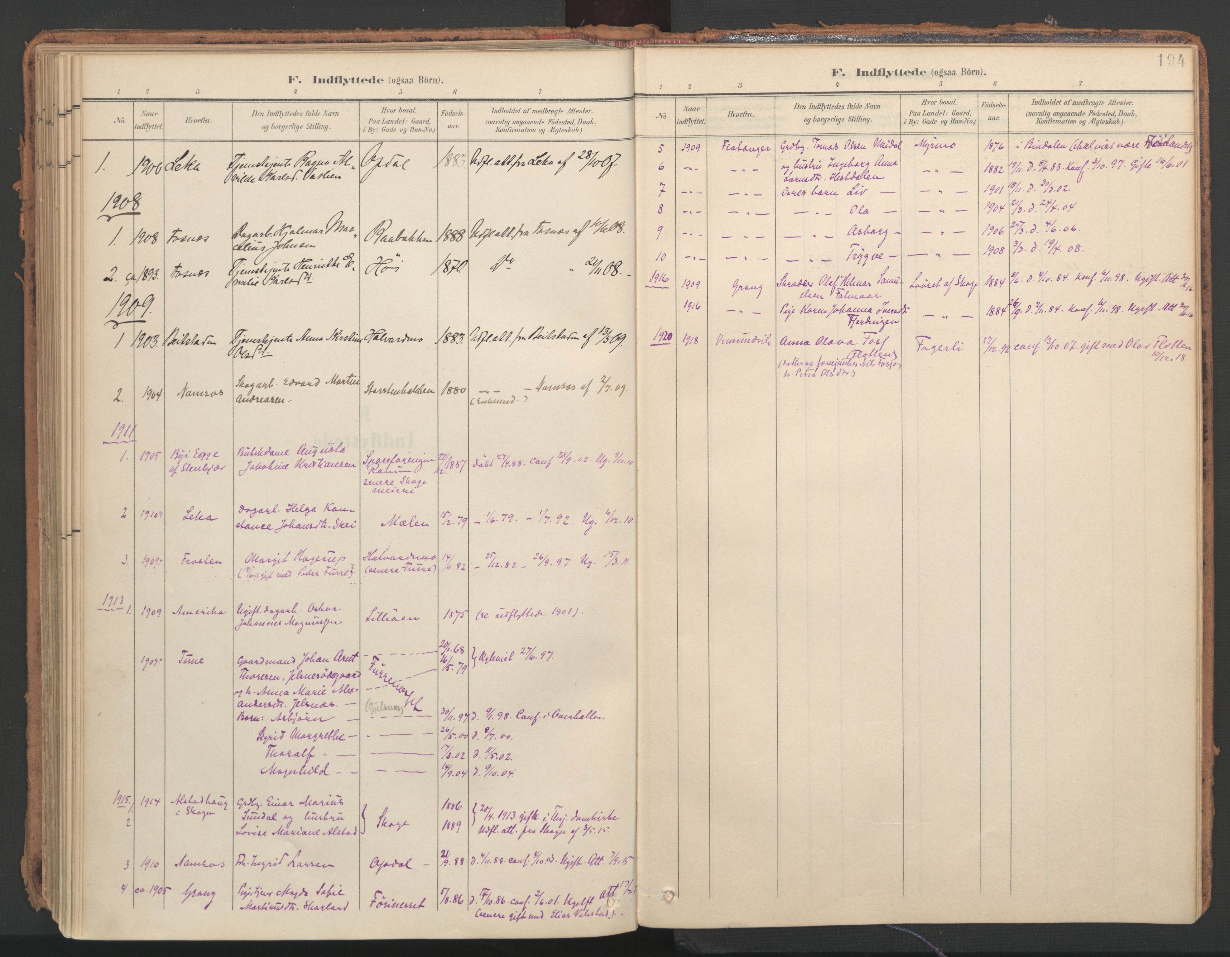 Ministerialprotokoller, klokkerbøker og fødselsregistre - Nord-Trøndelag, SAT/A-1458/766/L0564: Parish register (official) no. 767A02, 1900-1932, p. 194