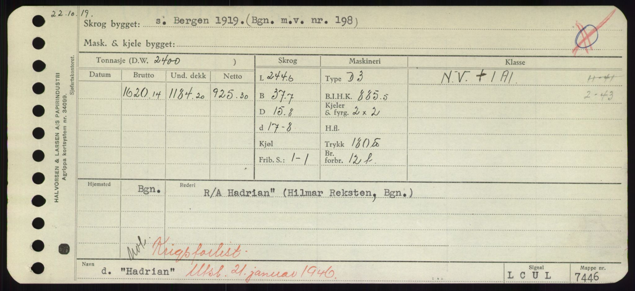 Sjøfartsdirektoratet med forløpere, Skipsmålingen, RA/S-1627/H/Hd/L0014: Fartøy, H-Havl, p. 45