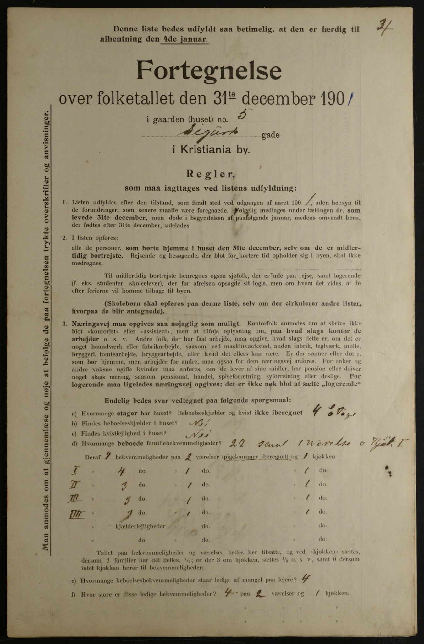 OBA, Municipal Census 1901 for Kristiania, 1901, p. 14613