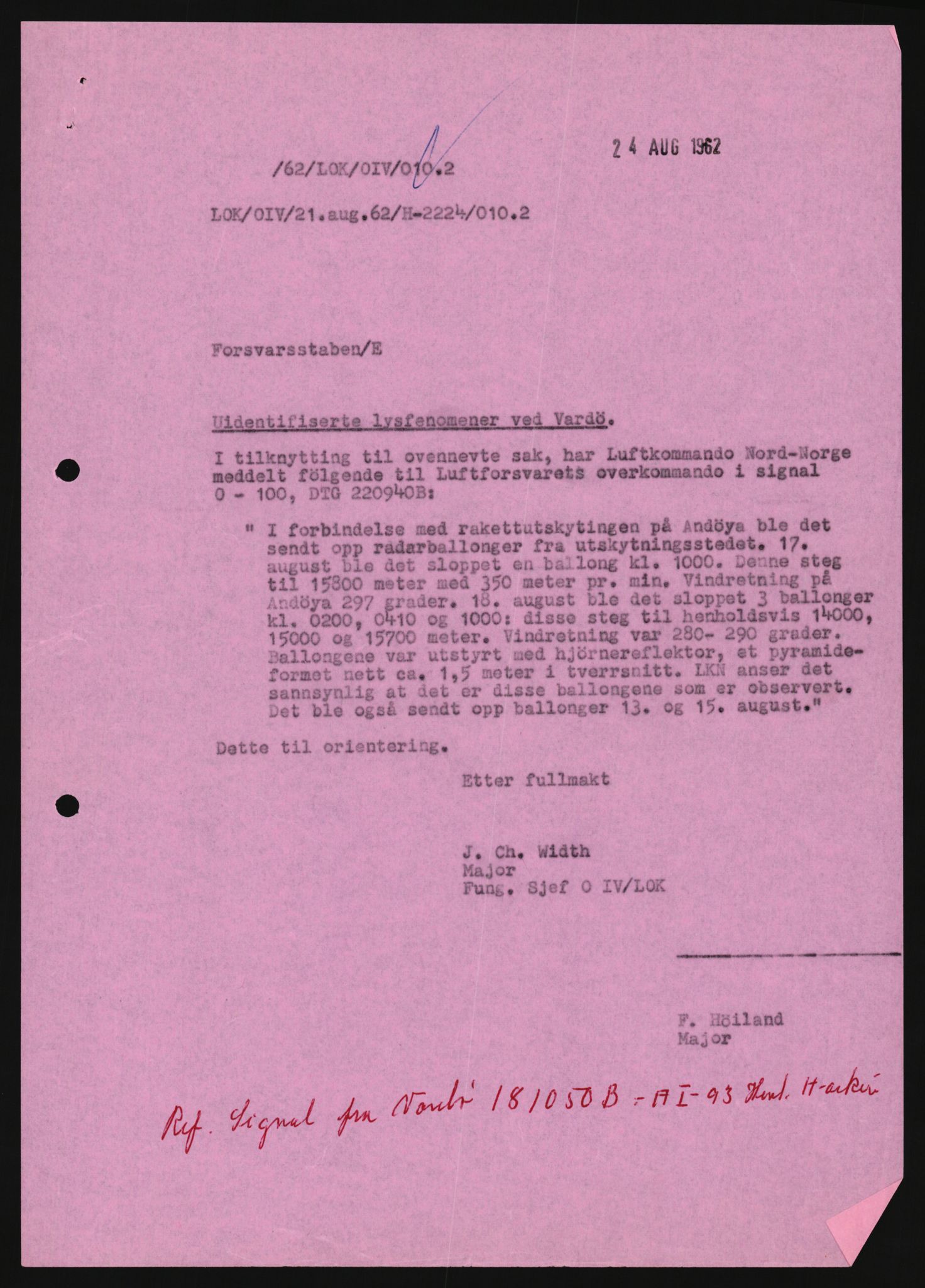 Forsvaret, Luftforsvarets overkommando/Luftforsvarsstaben, AV/RA-RAFA-2246/1/D/Da/L0124/0001: -- / UFO OVER NORSK TERRITORIUM, 1954-1970, p. 259