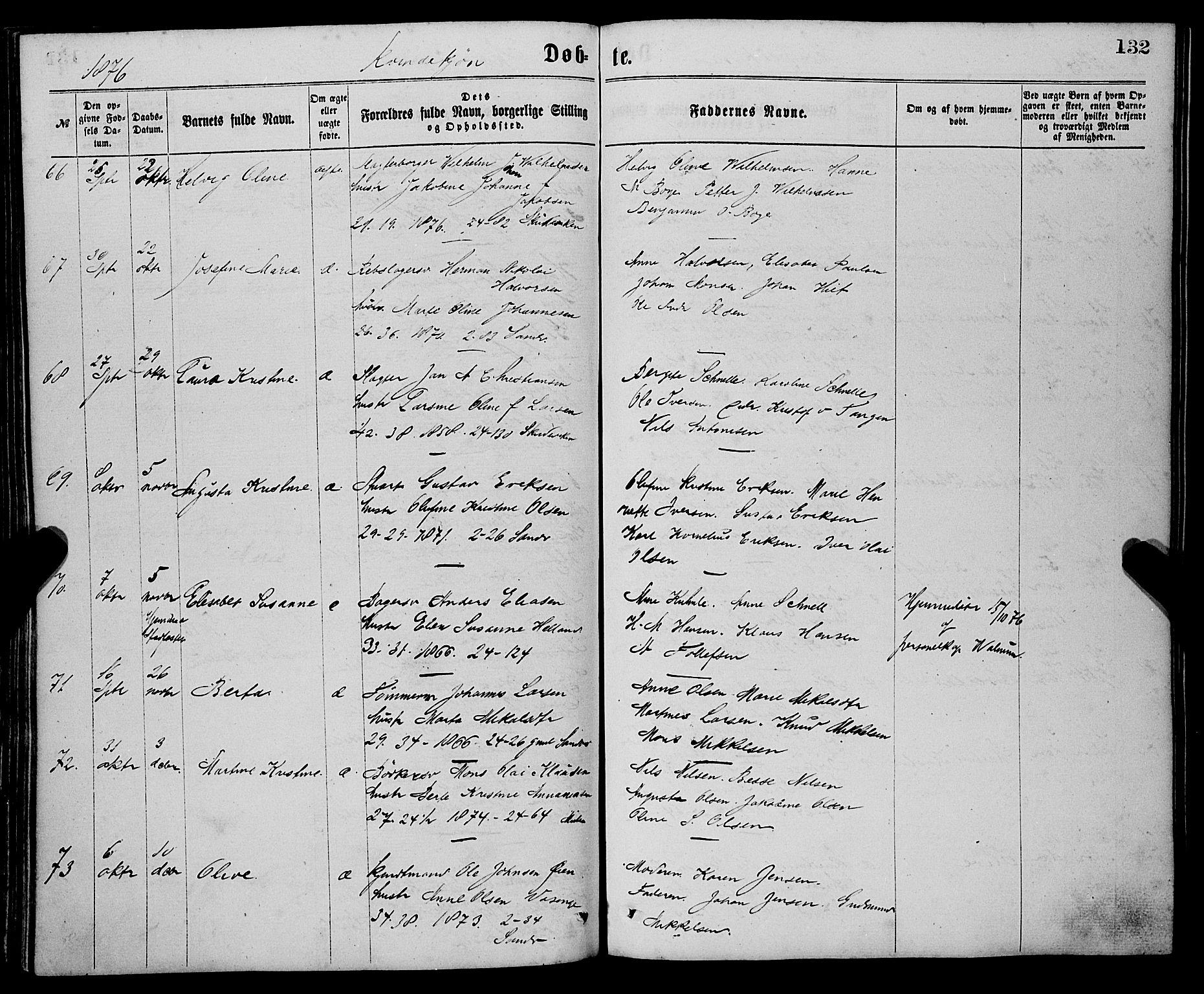 Sandviken Sokneprestembete, AV/SAB-A-77601/H/Ha/L0001: Parish register (official) no. A 1, 1867-1877, p. 132