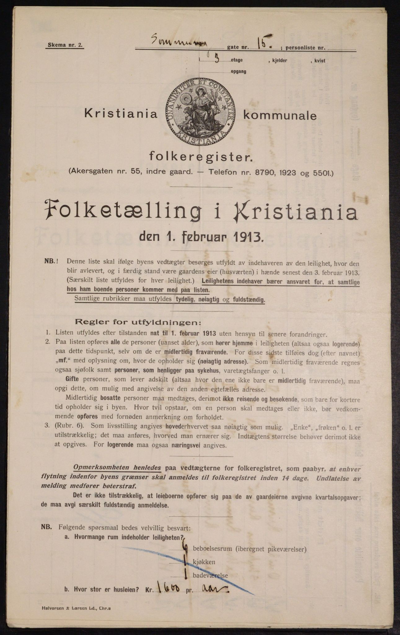 OBA, Municipal Census 1913 for Kristiania, 1913, p. 99754