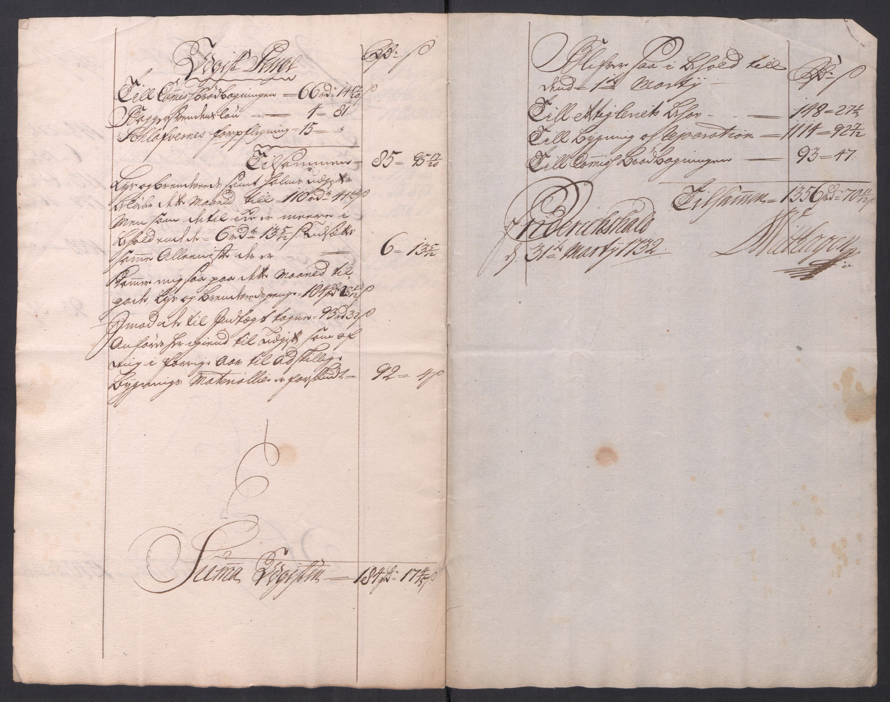 Kommanderende general (KG I) med Det norske krigsdirektorium, AV/RA-EA-5419/D/L0154: Fredriksten festning: Brev, inventarfortegnelser og regnskapsekstrakter, 1730-1739, p. 86