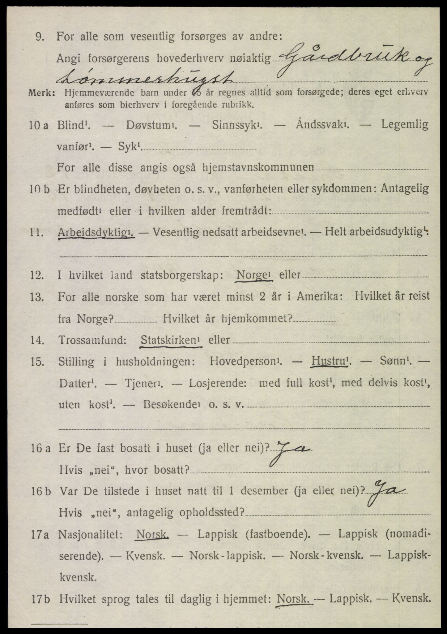 SAT, 1920 census for Snåsa, 1920, p. 5527