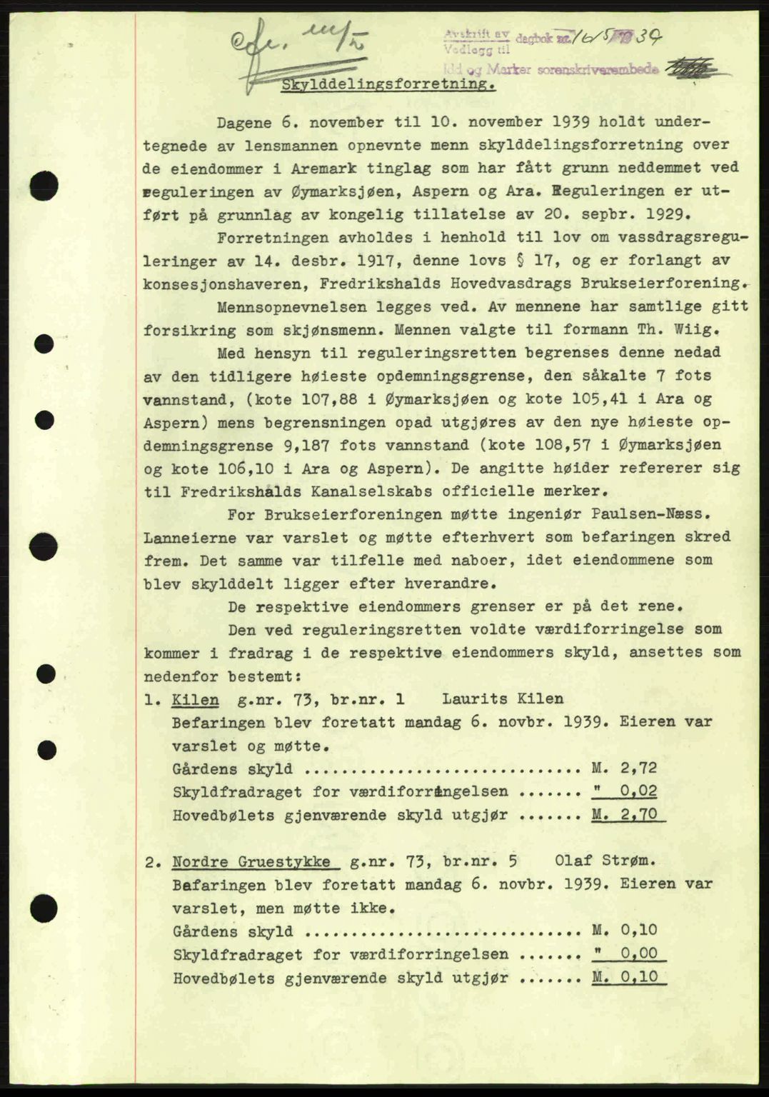 Idd og Marker sorenskriveri, AV/SAO-A-10283/G/Gb/Gbb/L0003: Mortgage book no. A3, 1938-1939, Diary no: : 1615/1939