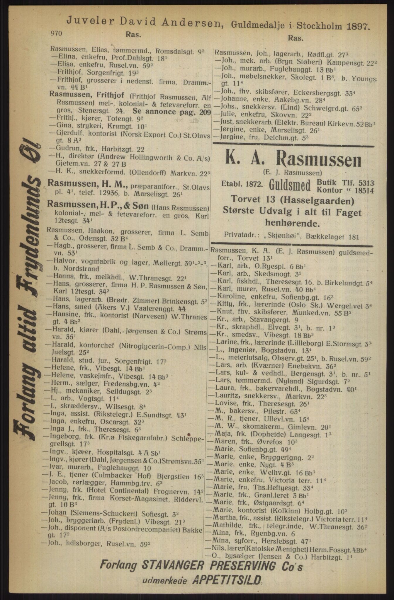 Kristiania/Oslo adressebok, PUBL/-, 1914, p. 970