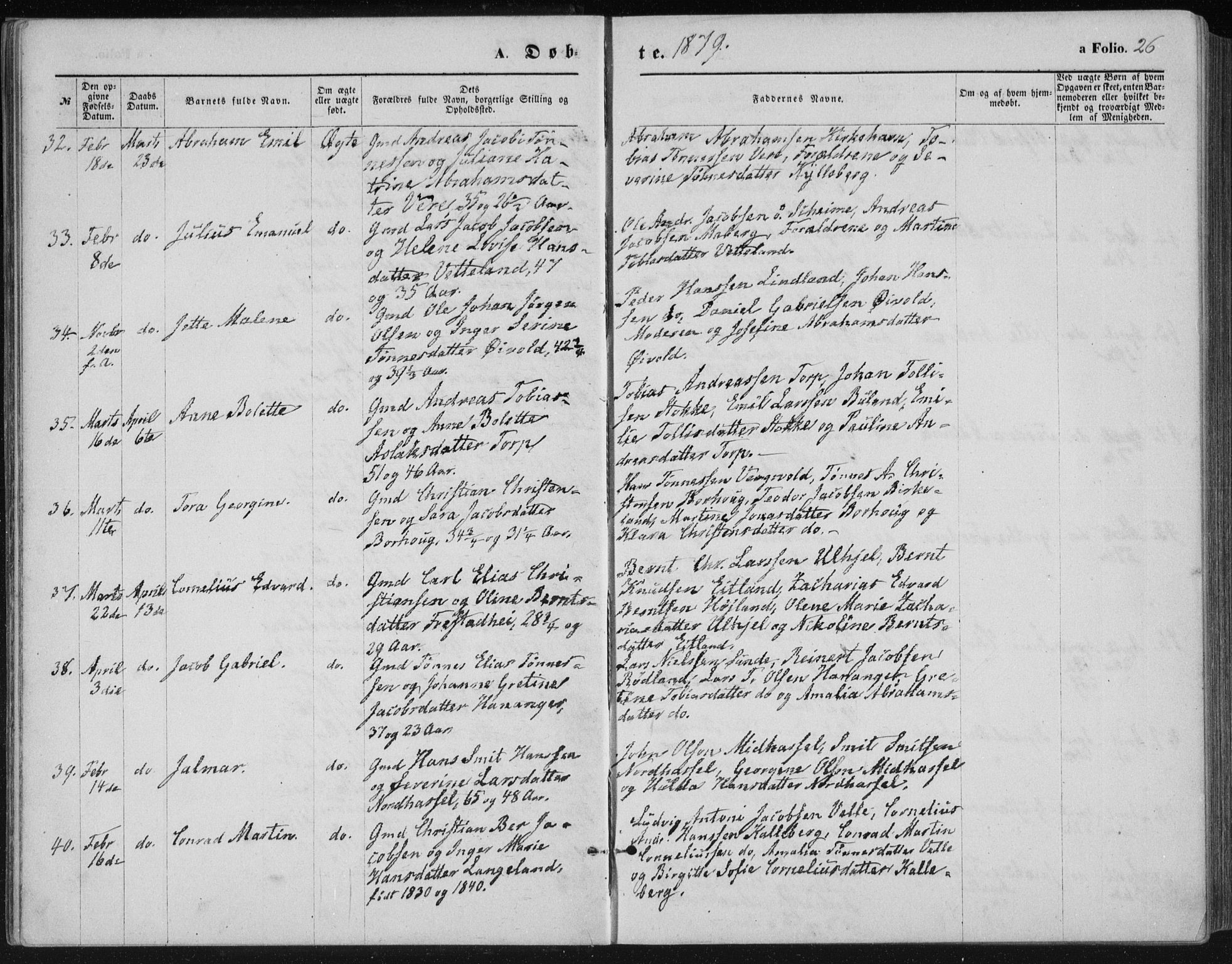 Lista sokneprestkontor, AV/SAK-1111-0027/F/Fb/L0004: Parish register (copy) no. B 4, 1877-1891, p. 26