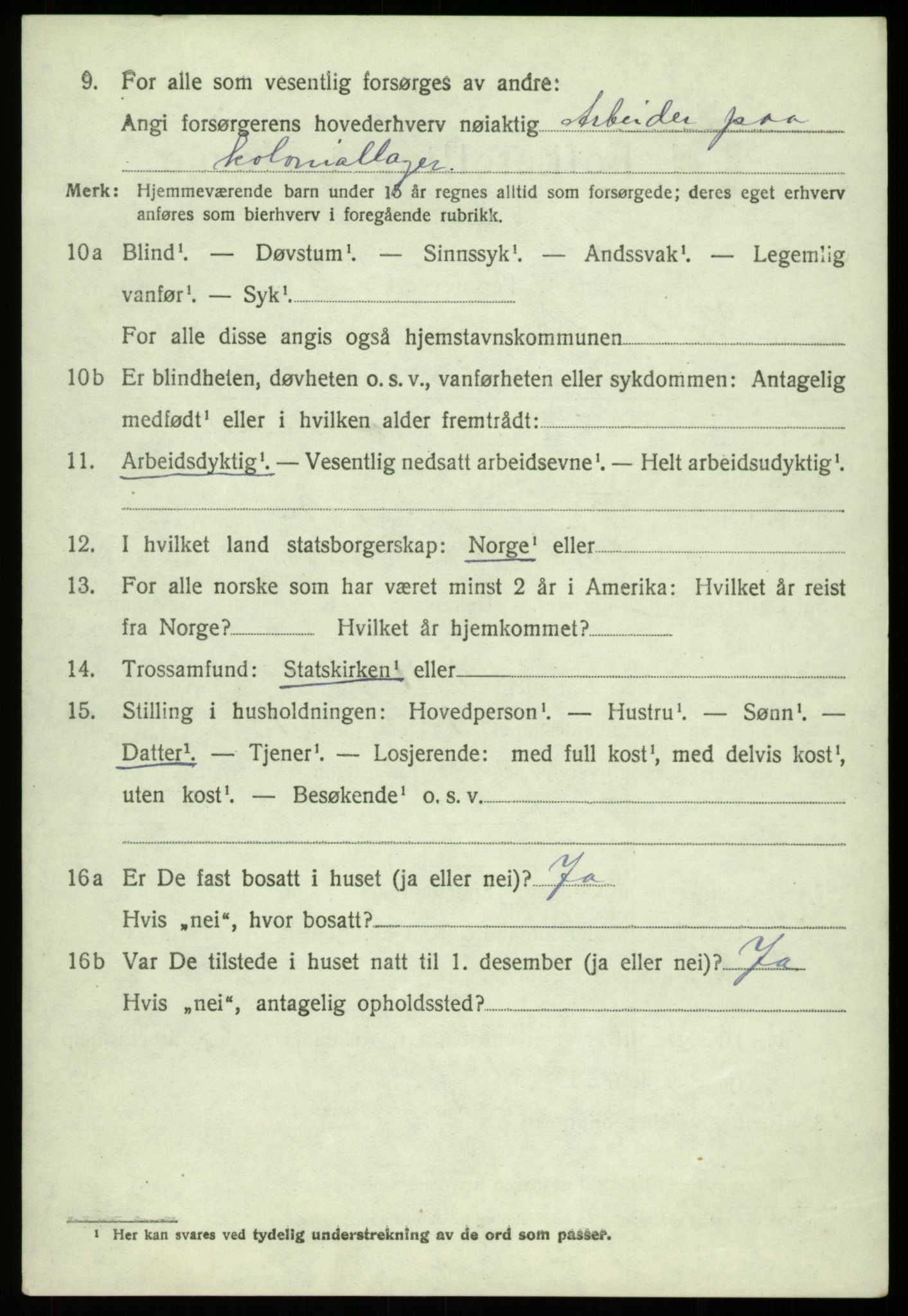 SAB, 1920 census for Os, 1920, p. 6207