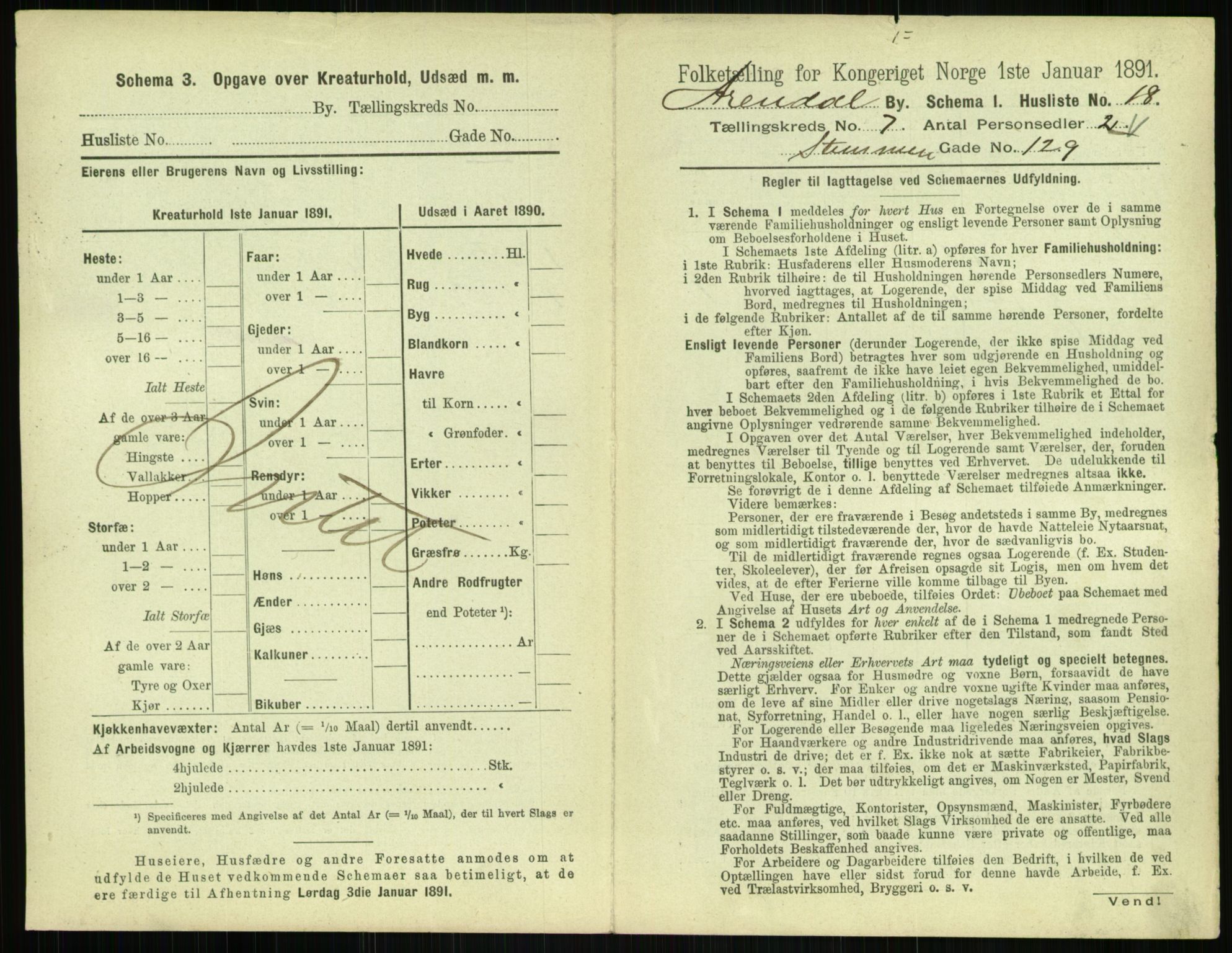 RA, 1891 census for 0903 Arendal, 1891, p. 392