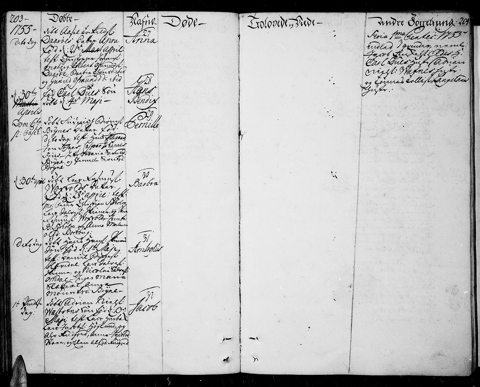 Lista sokneprestkontor, AV/SAK-1111-0027/F/Fa/L0003: Parish register (official) no. A 3 /1, 1743-1767, p. 203-204