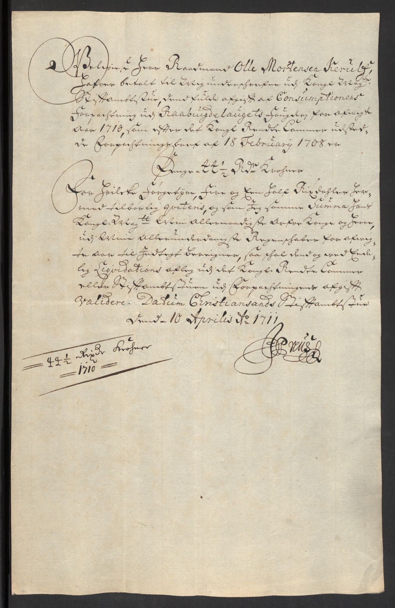 Rentekammeret inntil 1814, Reviderte regnskaper, Fogderegnskap, AV/RA-EA-4092/R40/L2449: Fogderegnskap Råbyggelag, 1709-1711, p. 190