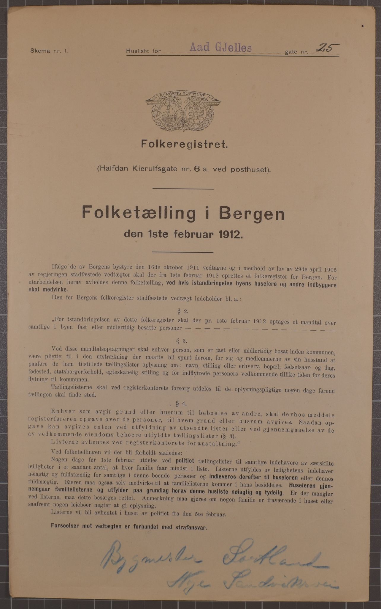 SAB, Municipal Census 1912 for Bergen, 1912, p. 169