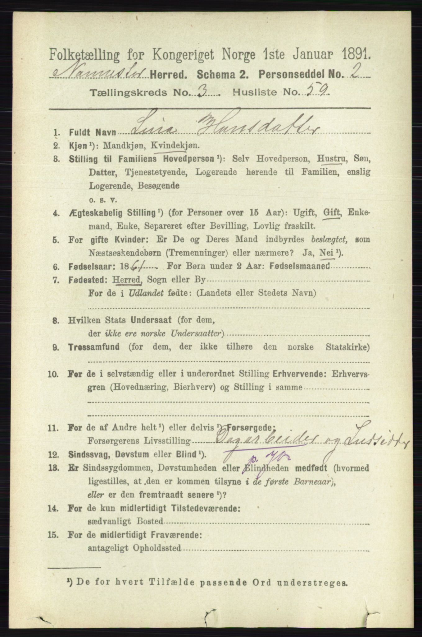 RA, 1891 census for 0238 Nannestad, 1891, p. 1812