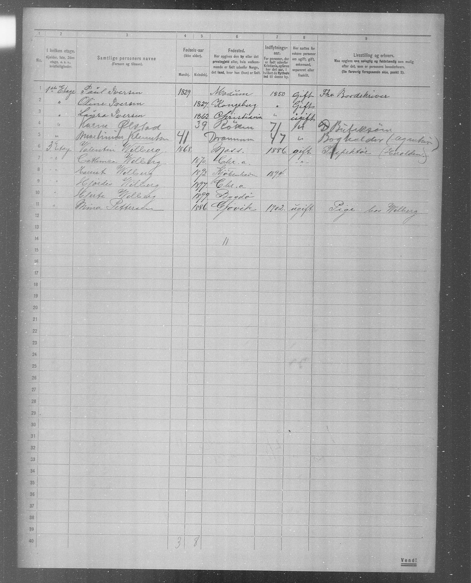 OBA, Municipal Census 1904 for Kristiania, 1904, p. 4169