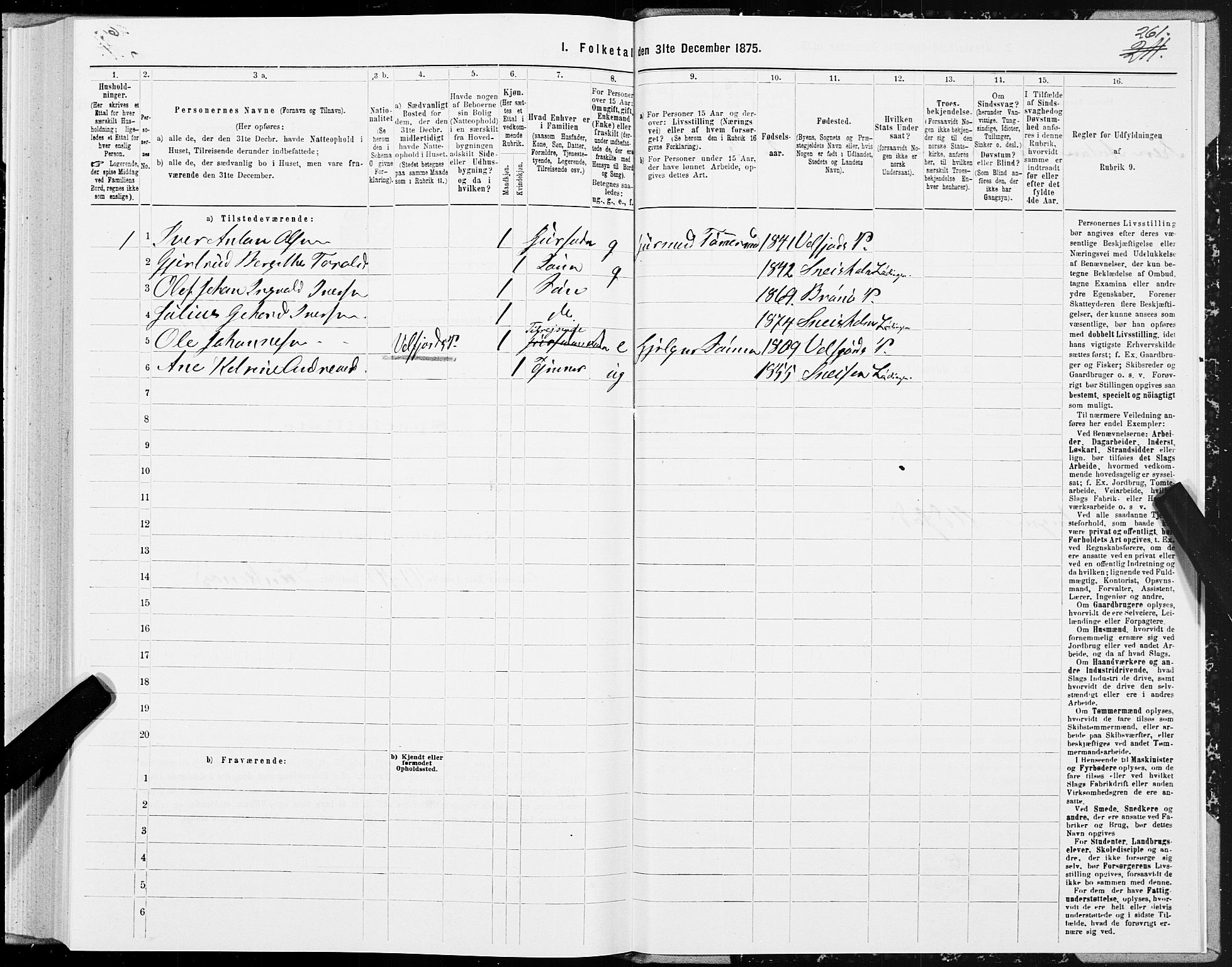 SAT, 1875 census for 1851P Lødingen, 1875, p. 1261