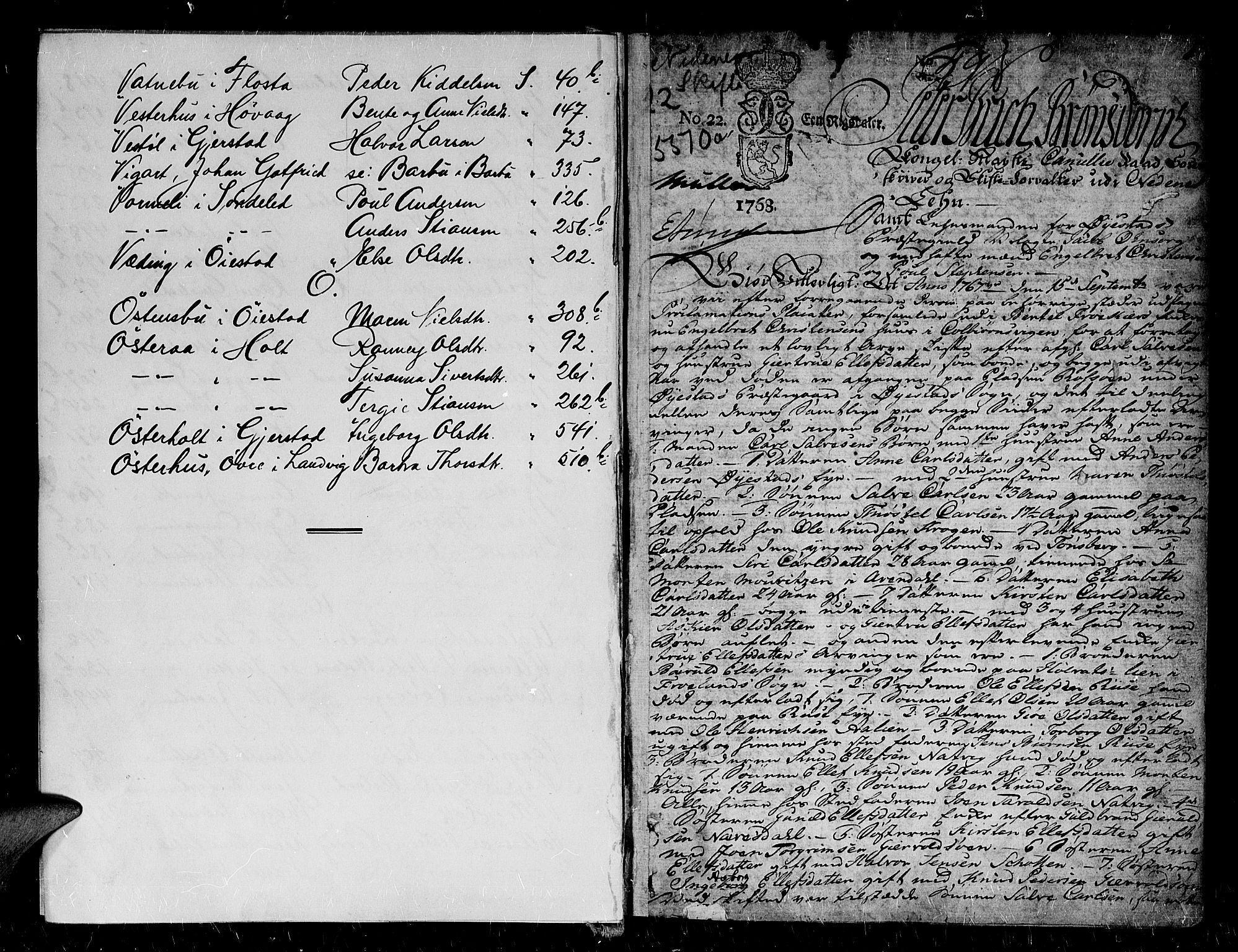 Nedenes sorenskriveri før 1824, SAK/1221-0007/H/Hc/L0033: Skifteprotokoll med register nr 22a, 1767-1772, p. 0b-1a
