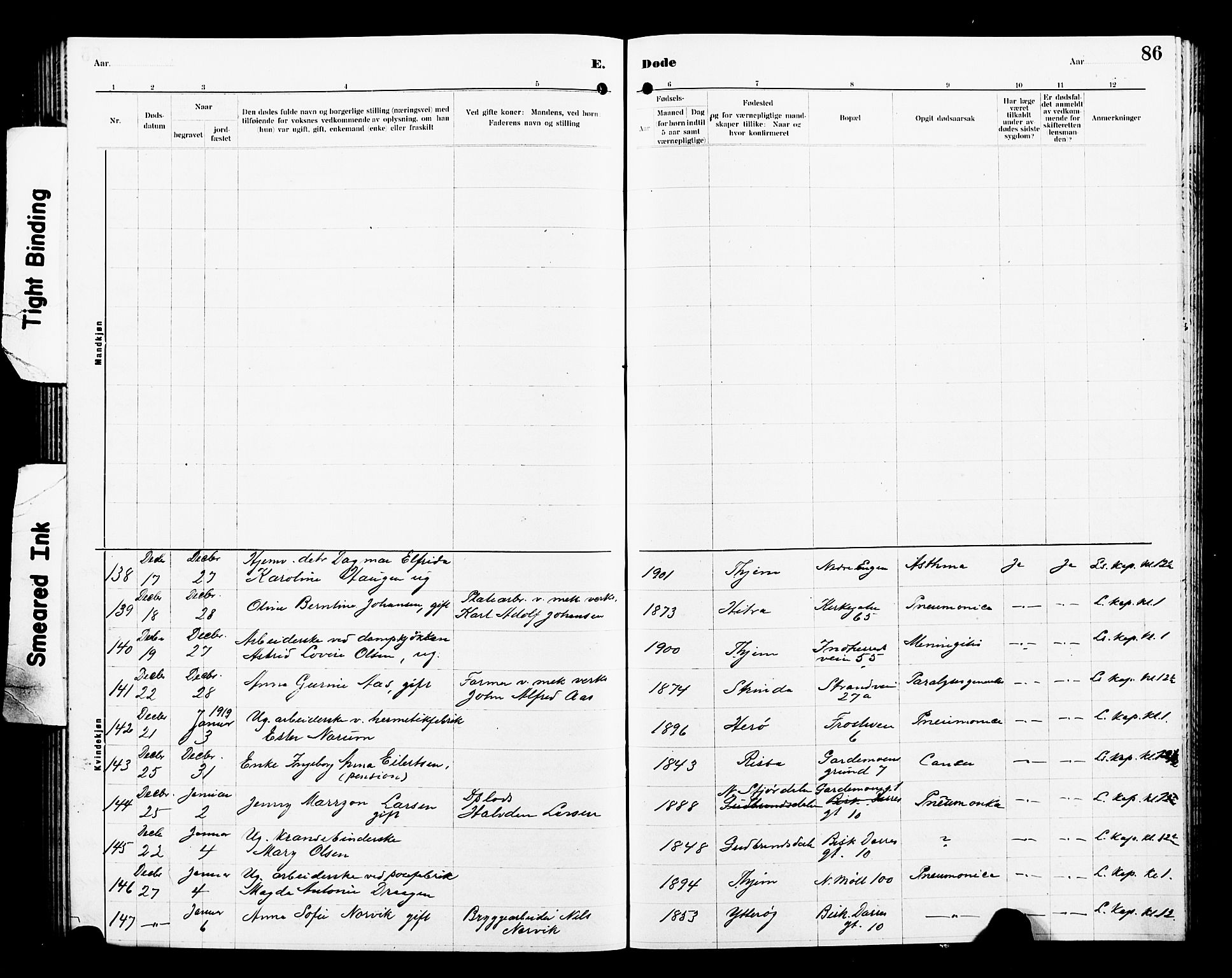 Ministerialprotokoller, klokkerbøker og fødselsregistre - Sør-Trøndelag, SAT/A-1456/605/L0257: Parish register (copy) no. 605C04, 1916-1922, p. 86