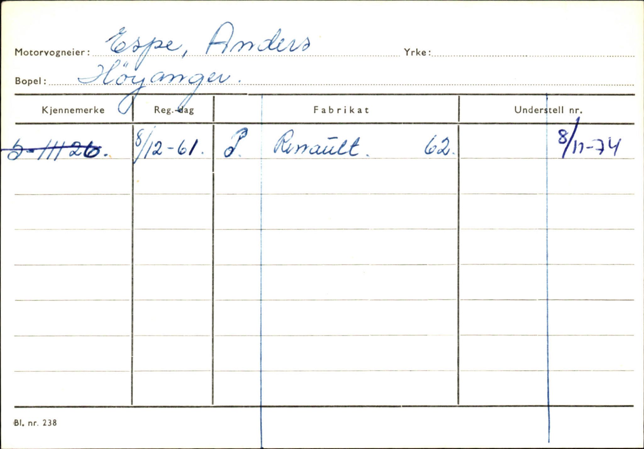 Statens vegvesen, Sogn og Fjordane vegkontor, AV/SAB-A-5301/4/F/L0130: Eigarregister Eid T-Å. Høyanger A-O, 1945-1975, p. 1132