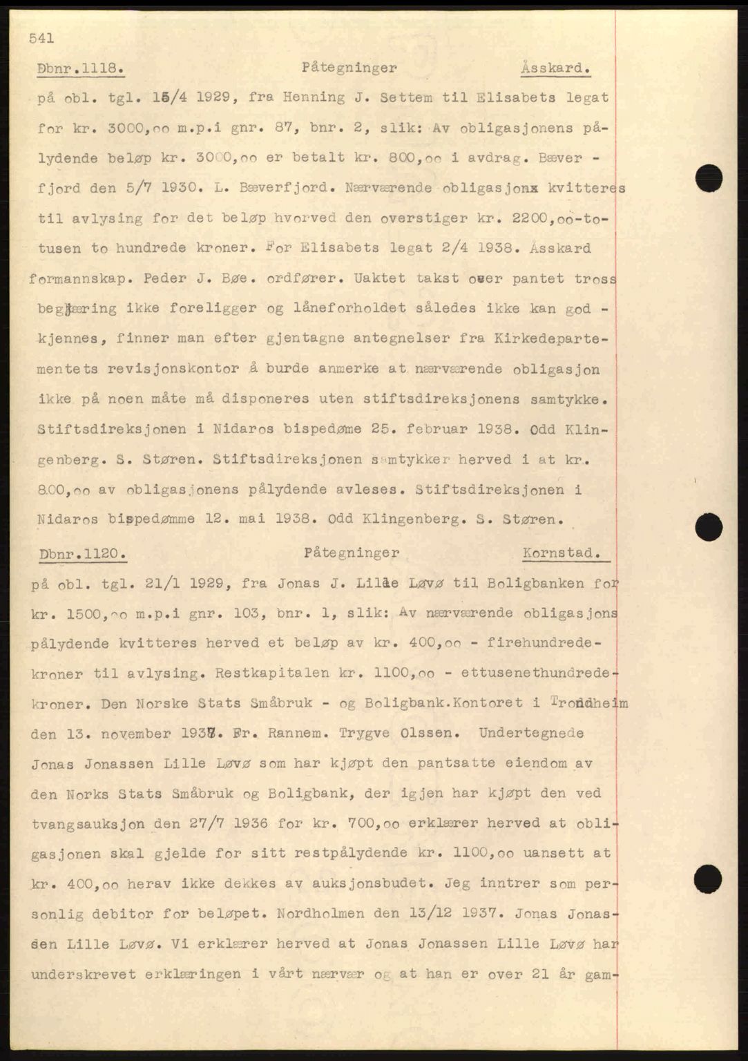 Nordmøre sorenskriveri, AV/SAT-A-4132/1/2/2Ca: Mortgage book no. C80, 1936-1939, Diary no: : 1118/1938