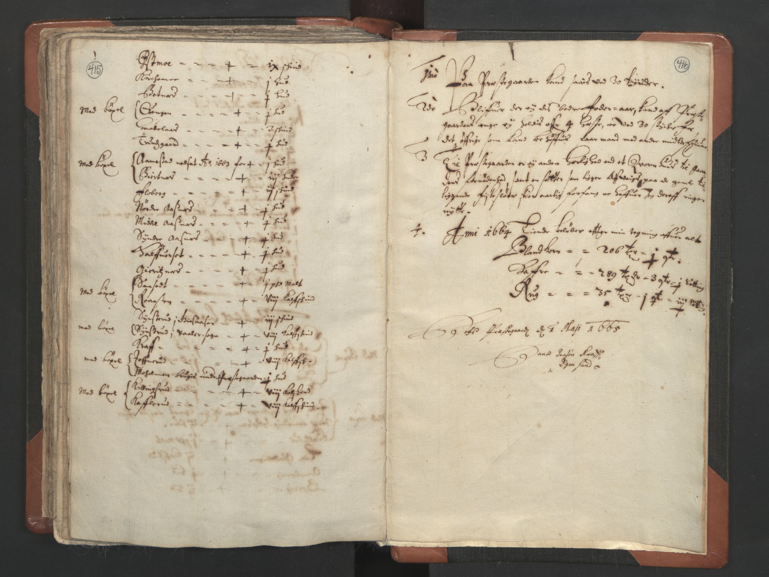 RA, Vicar's Census 1664-1666, no. 4: Øvre Romerike deanery, 1664-1666, p. 415-416
