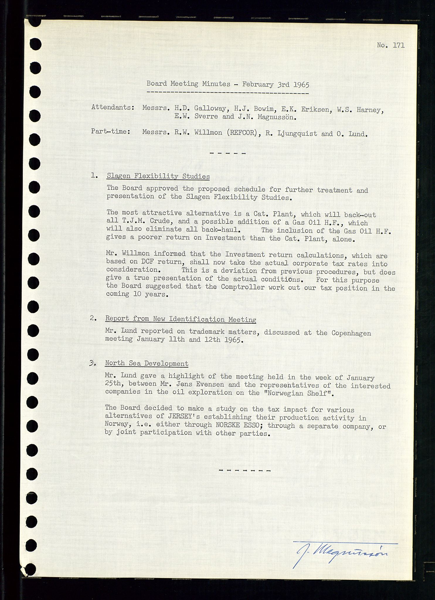 Pa 0982 - Esso Norge A/S, AV/SAST-A-100448/A/Aa/L0002/0001: Den administrerende direksjon Board minutes (styrereferater) / Den administrerende direksjon Board minutes (styrereferater), 1965, p. 154