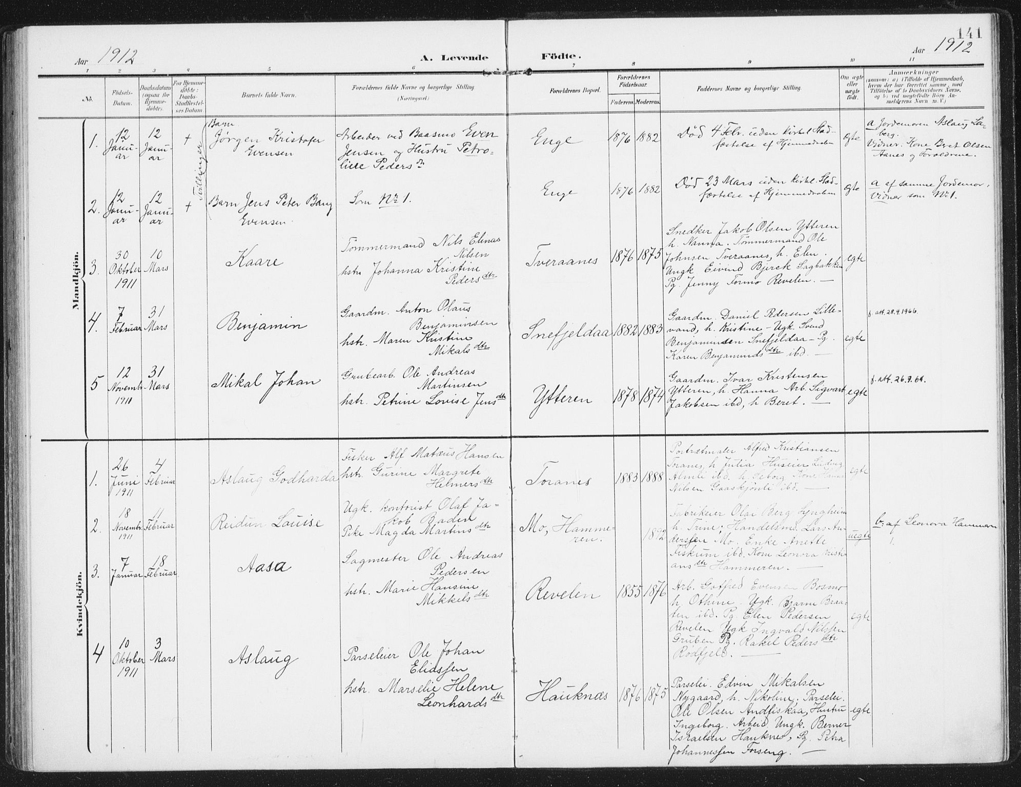 Ministerialprotokoller, klokkerbøker og fødselsregistre - Nordland, SAT/A-1459/827/L0402: Parish register (official) no. 827A14, 1903-1912, p. 141