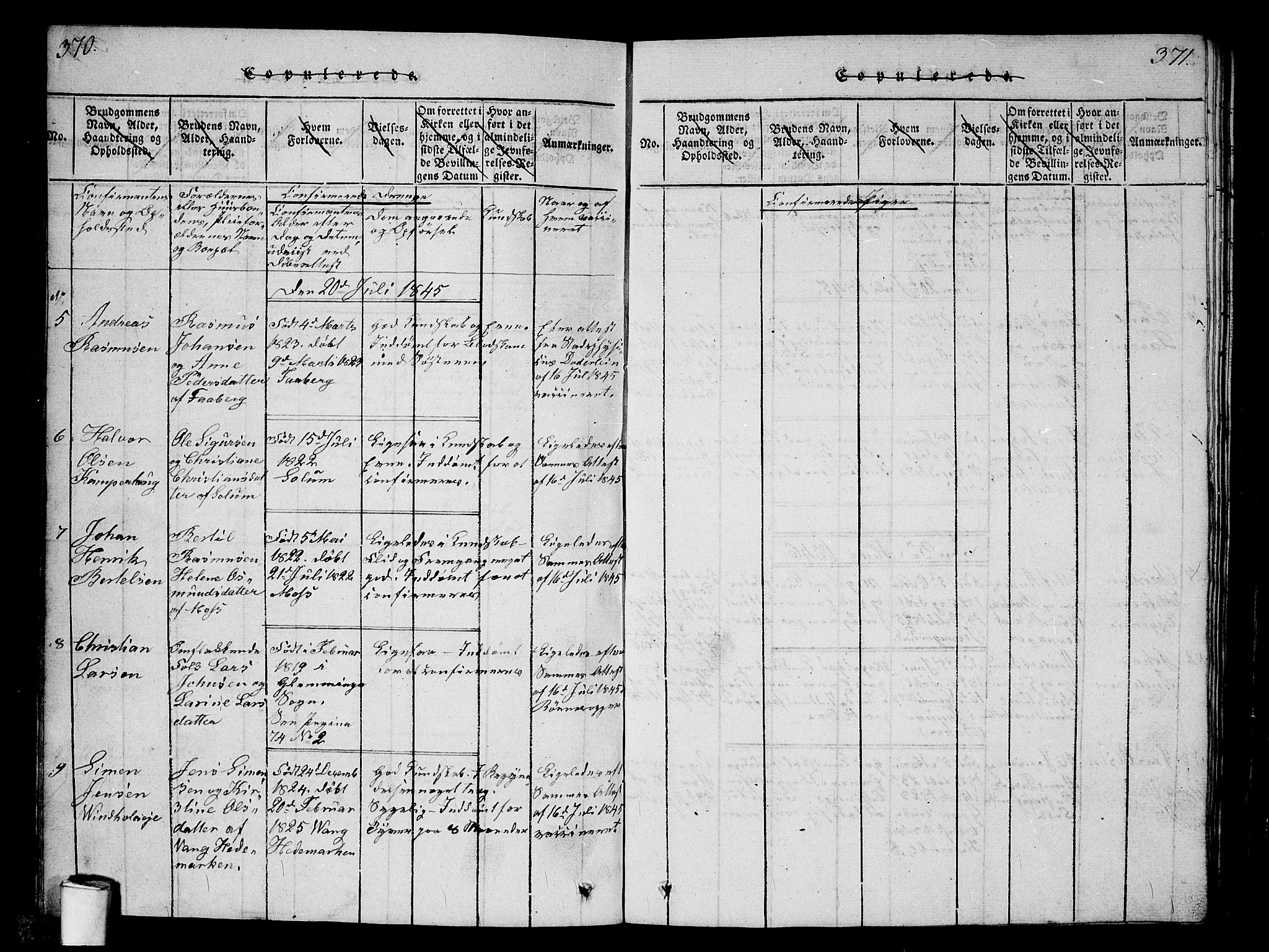 Kristiania tukthusprest Kirkebøker, SAO/A-10881/G/Ga/L0001: Parish register (copy) no. 1, 1818-1857, p. 370-371