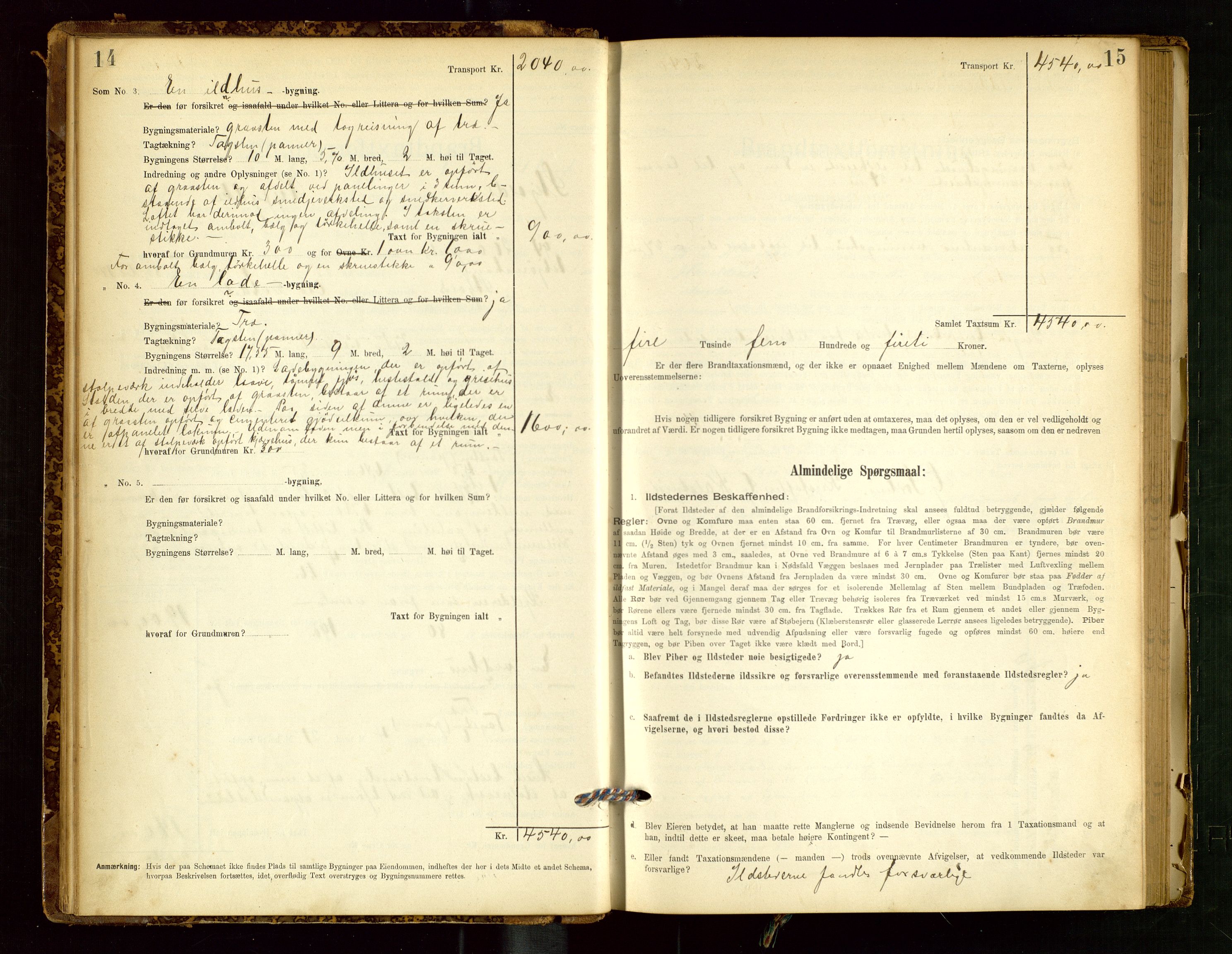 Skjold lensmannskontor, AV/SAST-A-100182/Gob/L0001: "Brandtaxationsprotokol for Skjold Lensmandsdistrikt Ryfylke Fogderi", 1894-1939, p. 14-15