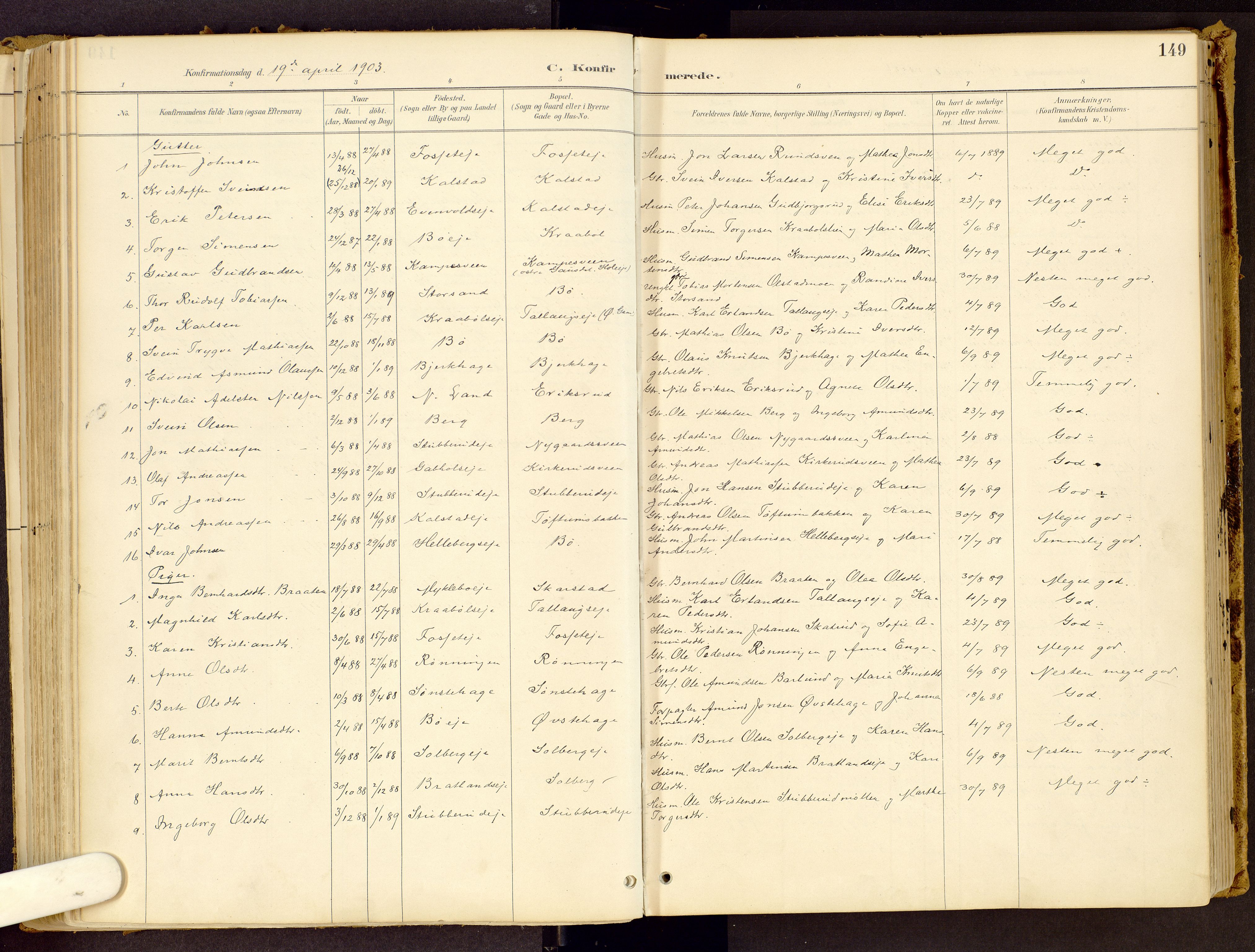 Vestre Gausdal prestekontor, SAH/PREST-094/H/Ha/Haa/L0001: Parish register (official) no. 1, 1887-1914, p. 149