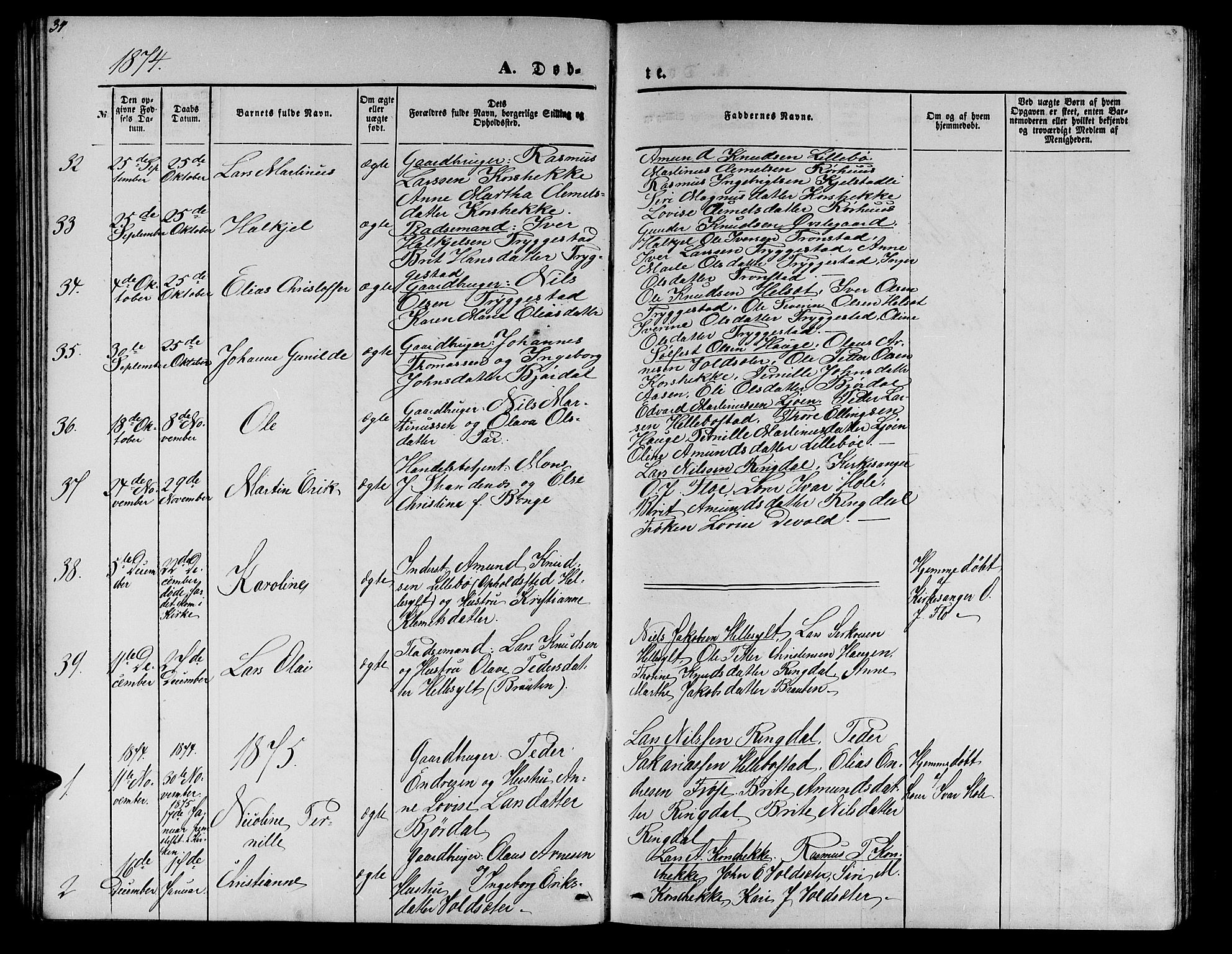 Ministerialprotokoller, klokkerbøker og fødselsregistre - Møre og Romsdal, SAT/A-1454/517/L0229: Parish register (copy) no. 517C02, 1864-1879, p. 34