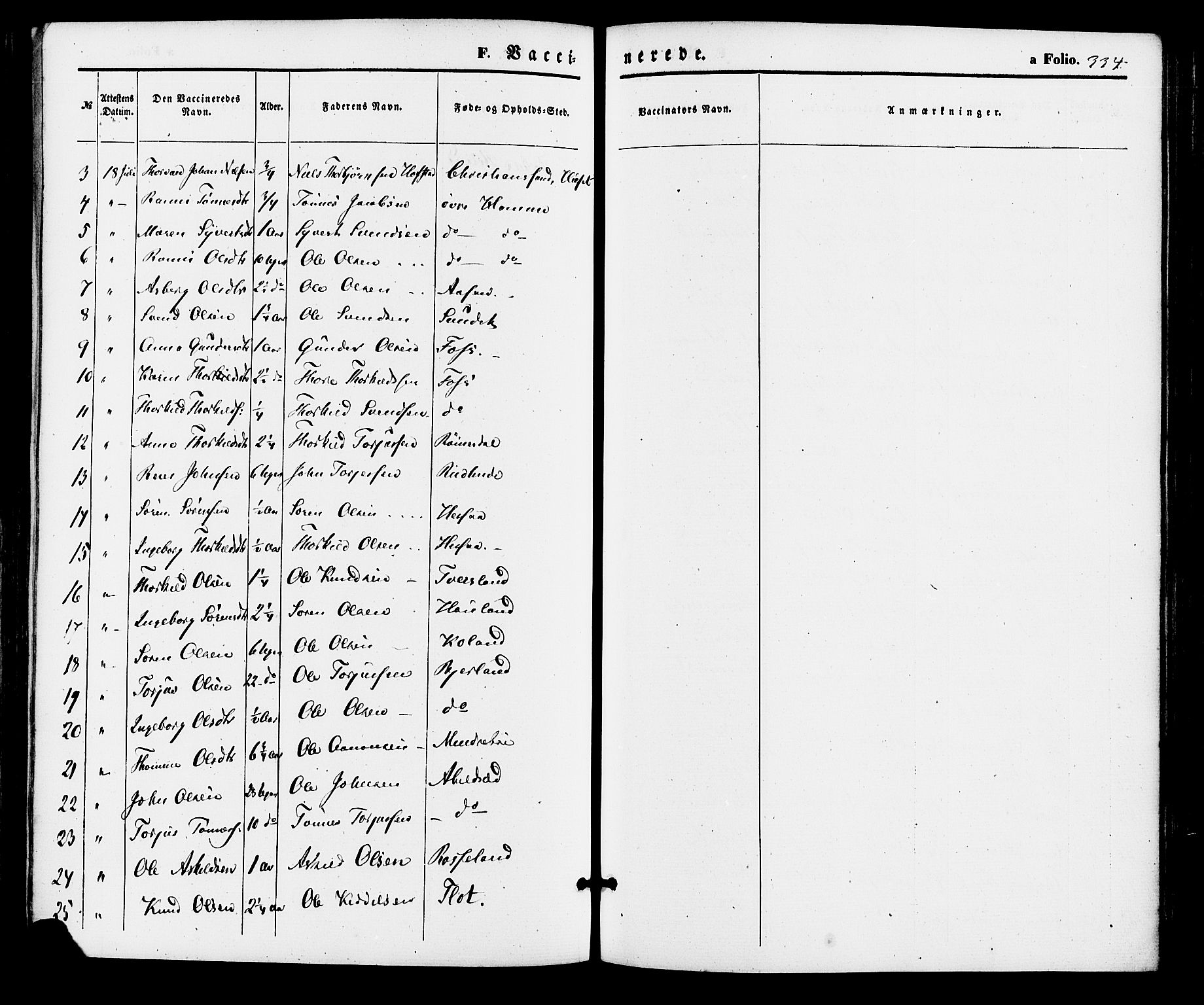 Bjelland sokneprestkontor, SAK/1111-0005/F/Fa/Faa/L0003: Parish register (official) no. A 3, 1867-1887, p. 334