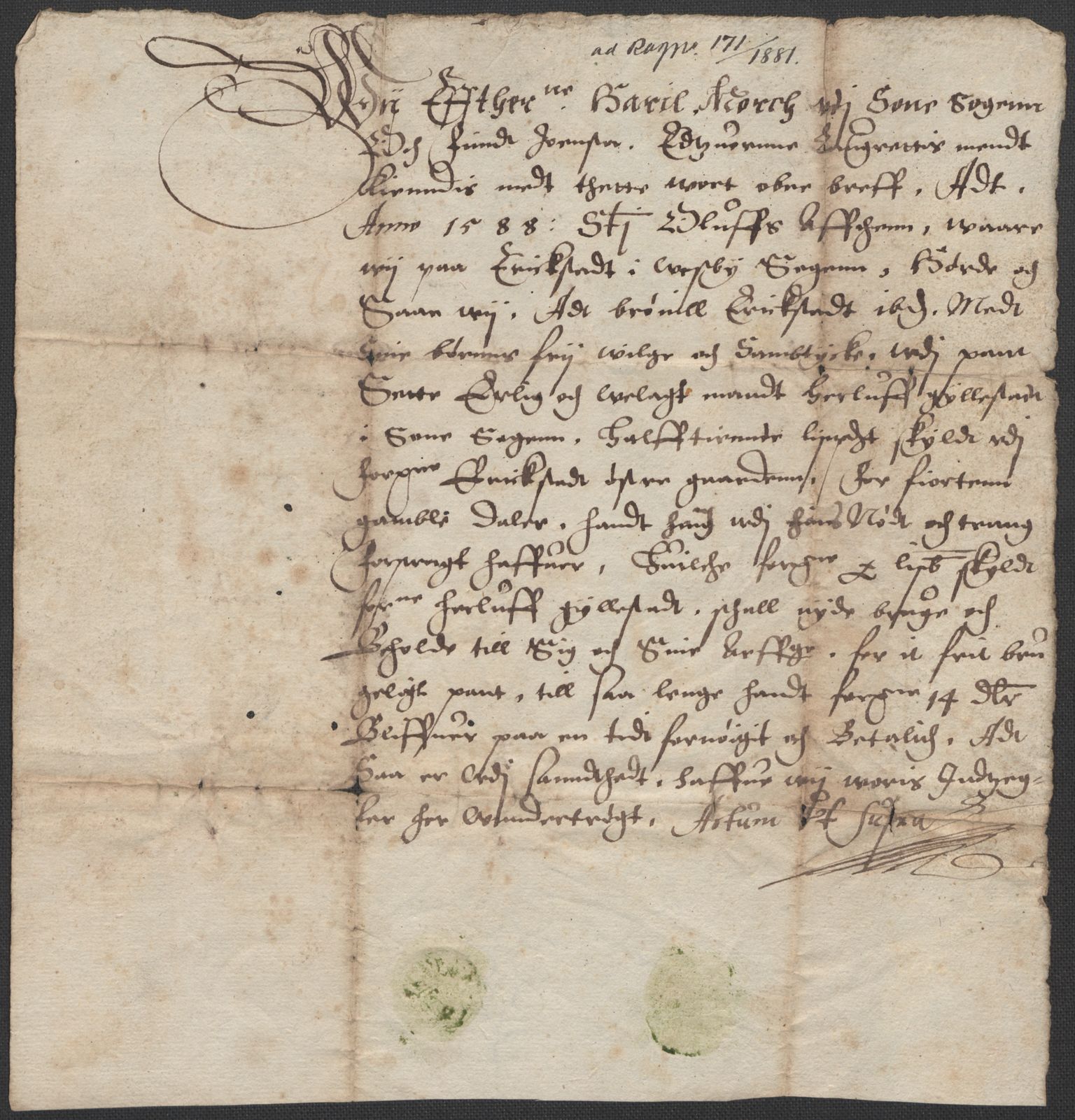 Riksarkivets diplomsamling, AV/RA-EA-5965/F02/L0089: Dokumenter, 1588, p. 52