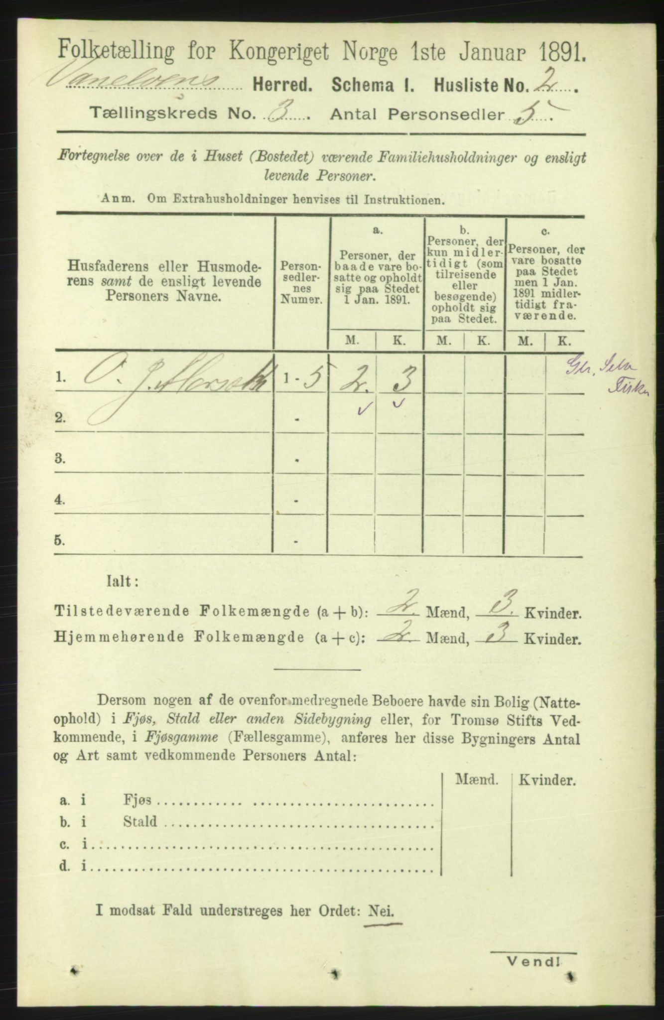 RA, 1891 census for 1511 Vanylven, 1891, p. 1176