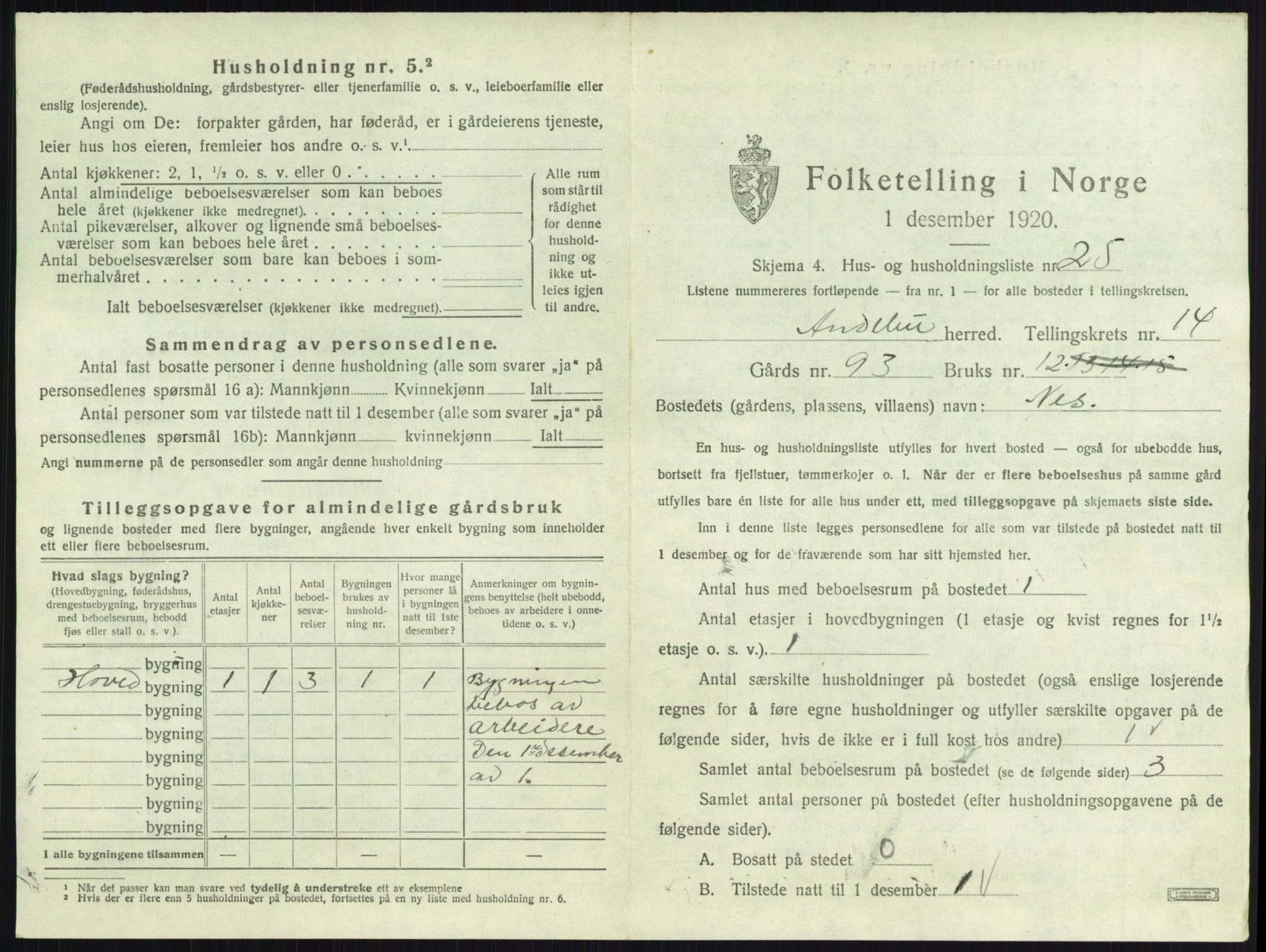 SAKO, 1920 census for Andebu, 1920, p. 832