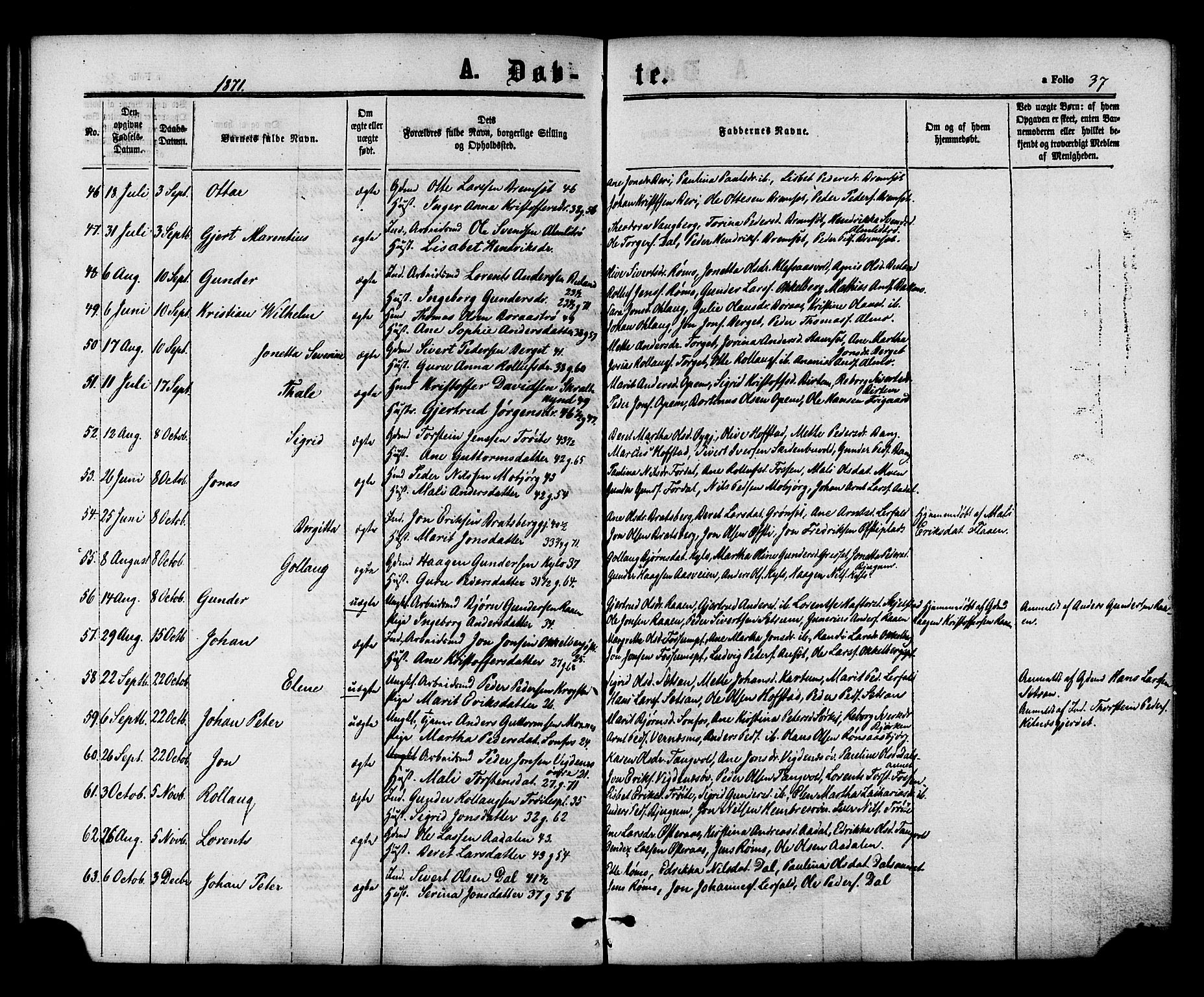 Ministerialprotokoller, klokkerbøker og fødselsregistre - Nord-Trøndelag, SAT/A-1458/703/L0029: Parish register (official) no. 703A02, 1863-1879, p. 37