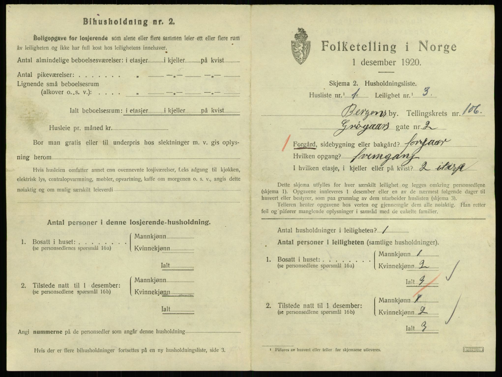 SAB, 1920 census for Bergen, 1920, p. 44499