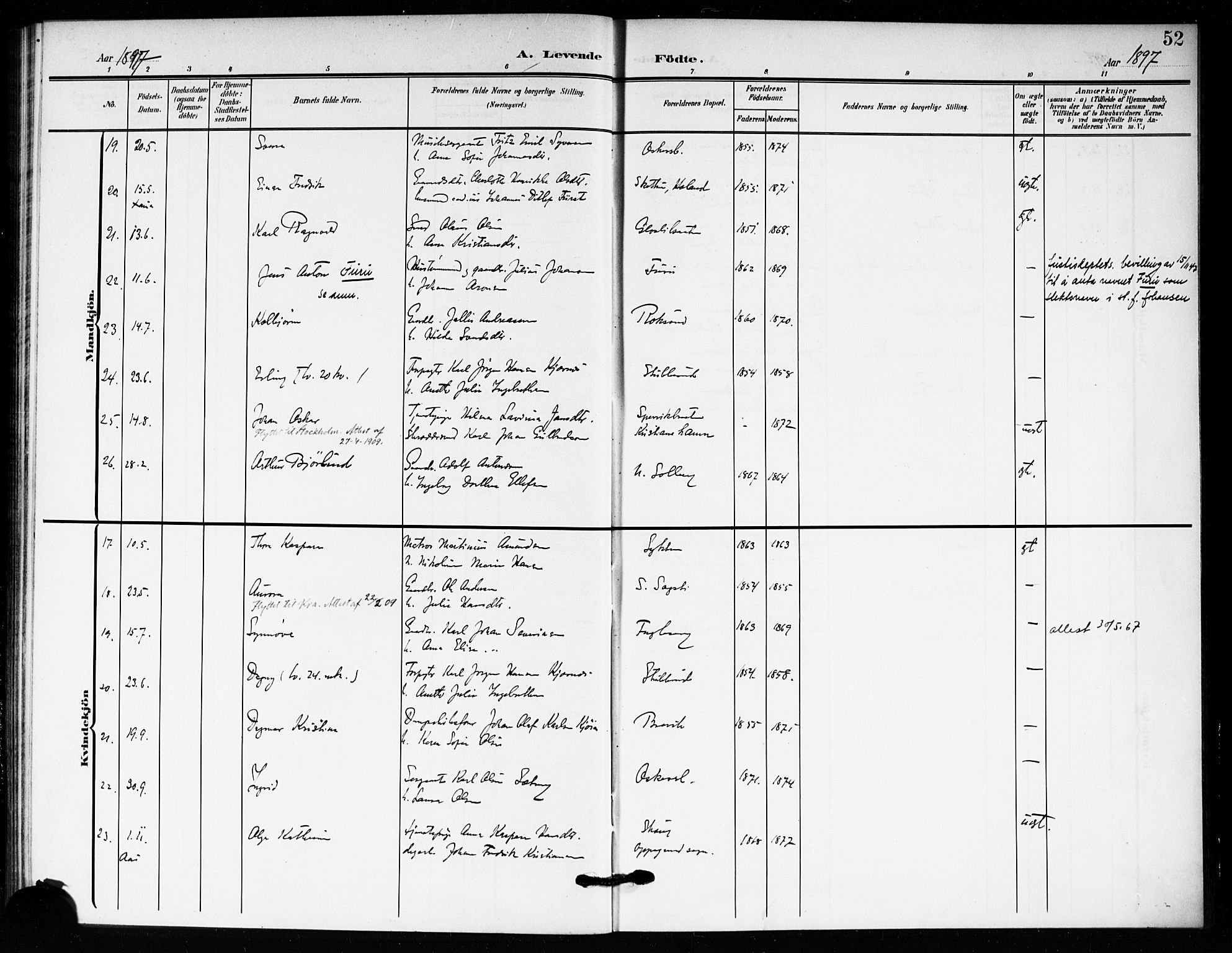 Drøbak prestekontor Kirkebøker, SAO/A-10142a/F/Fc/L0001: Parish register (official) no. III 1, 1871-1900, p. 52