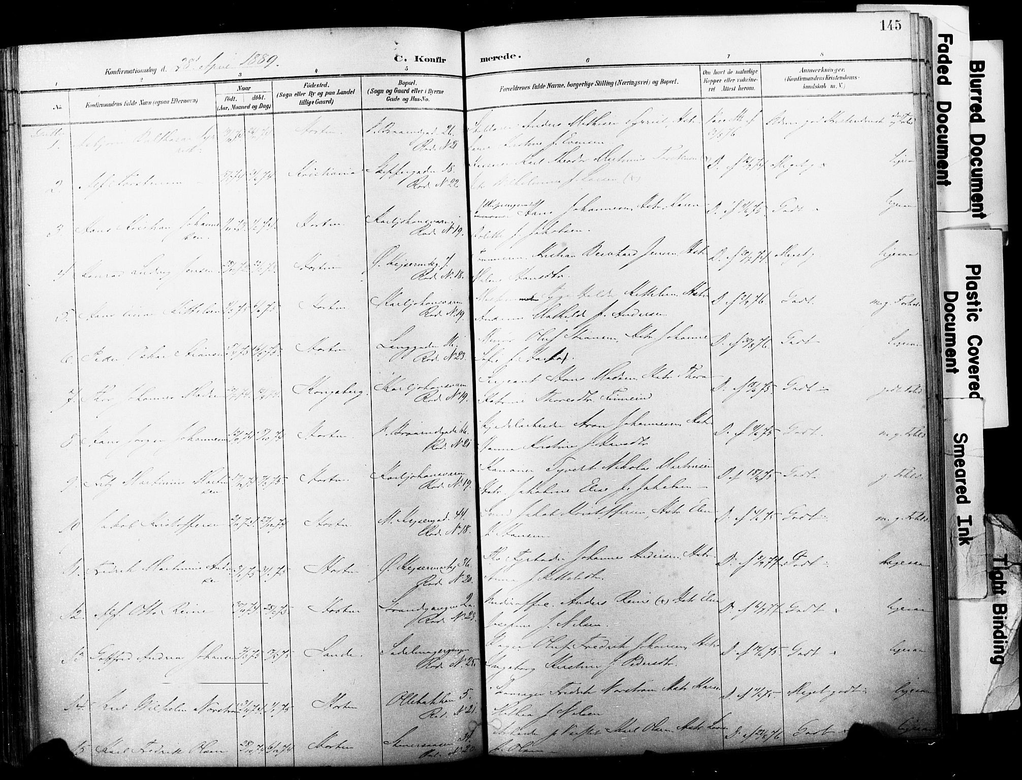 Horten kirkebøker, AV/SAKO-A-348/F/Fa/L0004: Parish register (official) no. 4, 1888-1895, p. 145