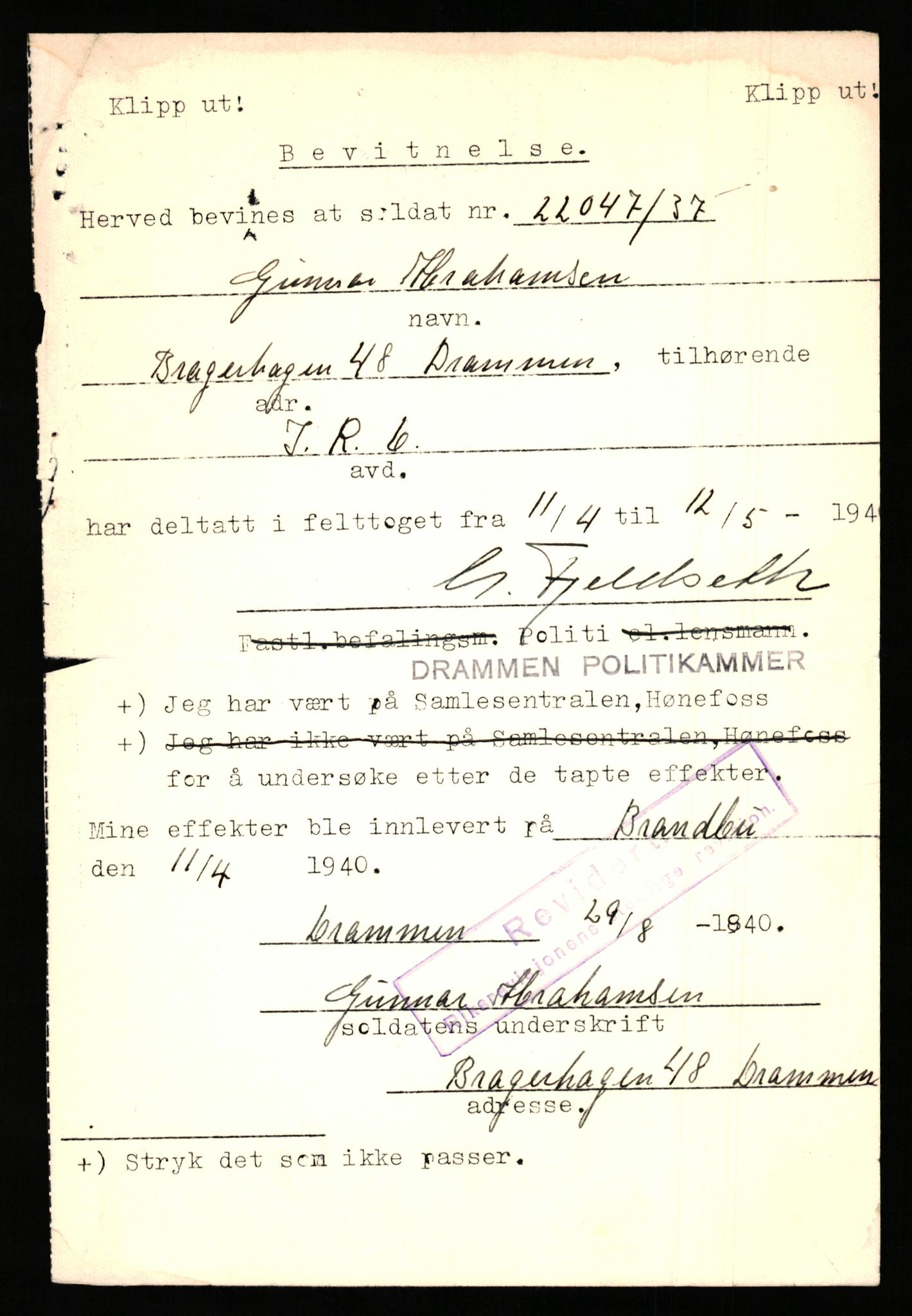 Justisdepartementet, Oppgjørsavdelingen, AV/RA-S-1056/G/Gb/L0001: Oppgaver over ettersøkte sivile effekter: Abel - Andersen, Anders J., 1940-1942, p. 99